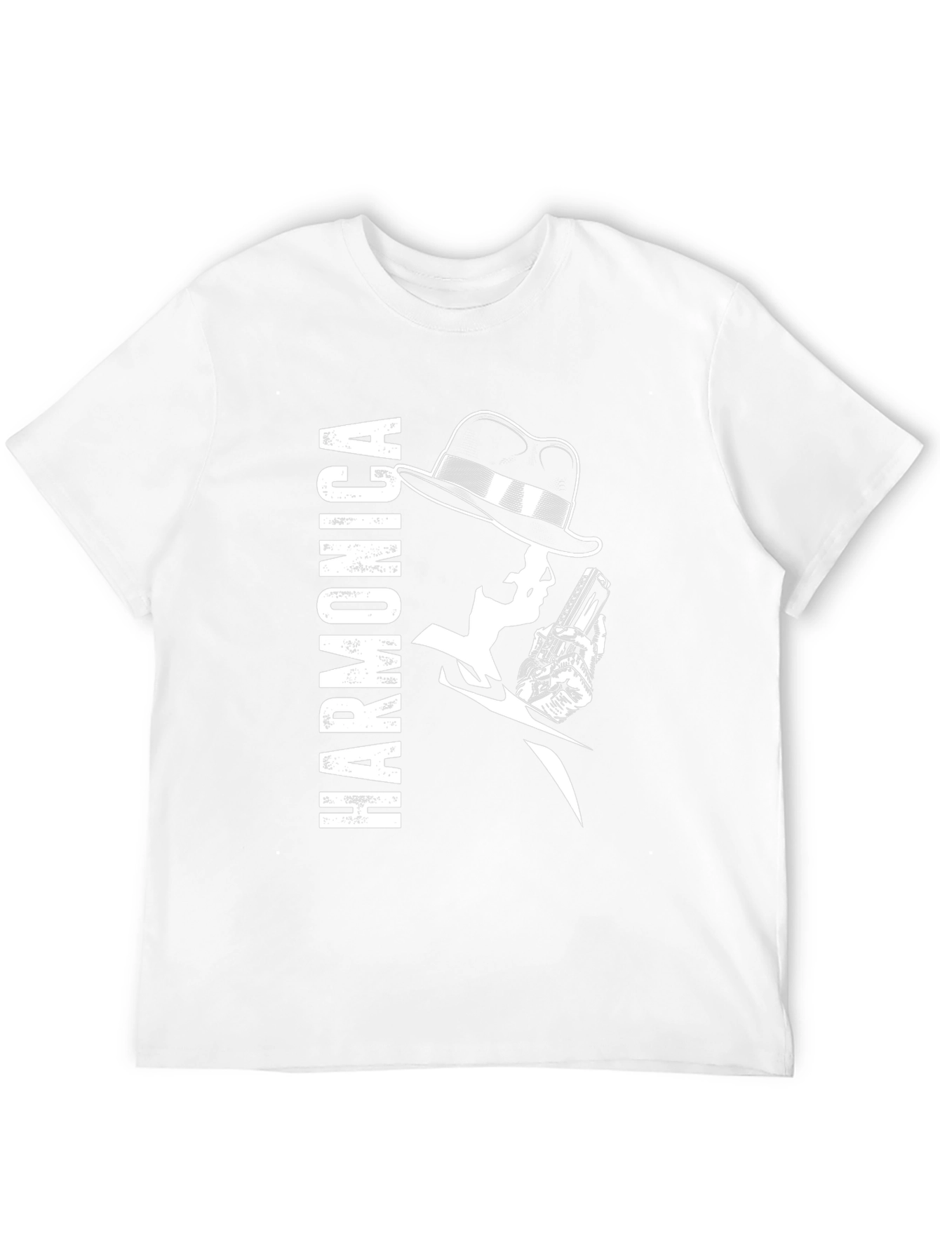 Harmonica Player Graphic Black T-Shirt