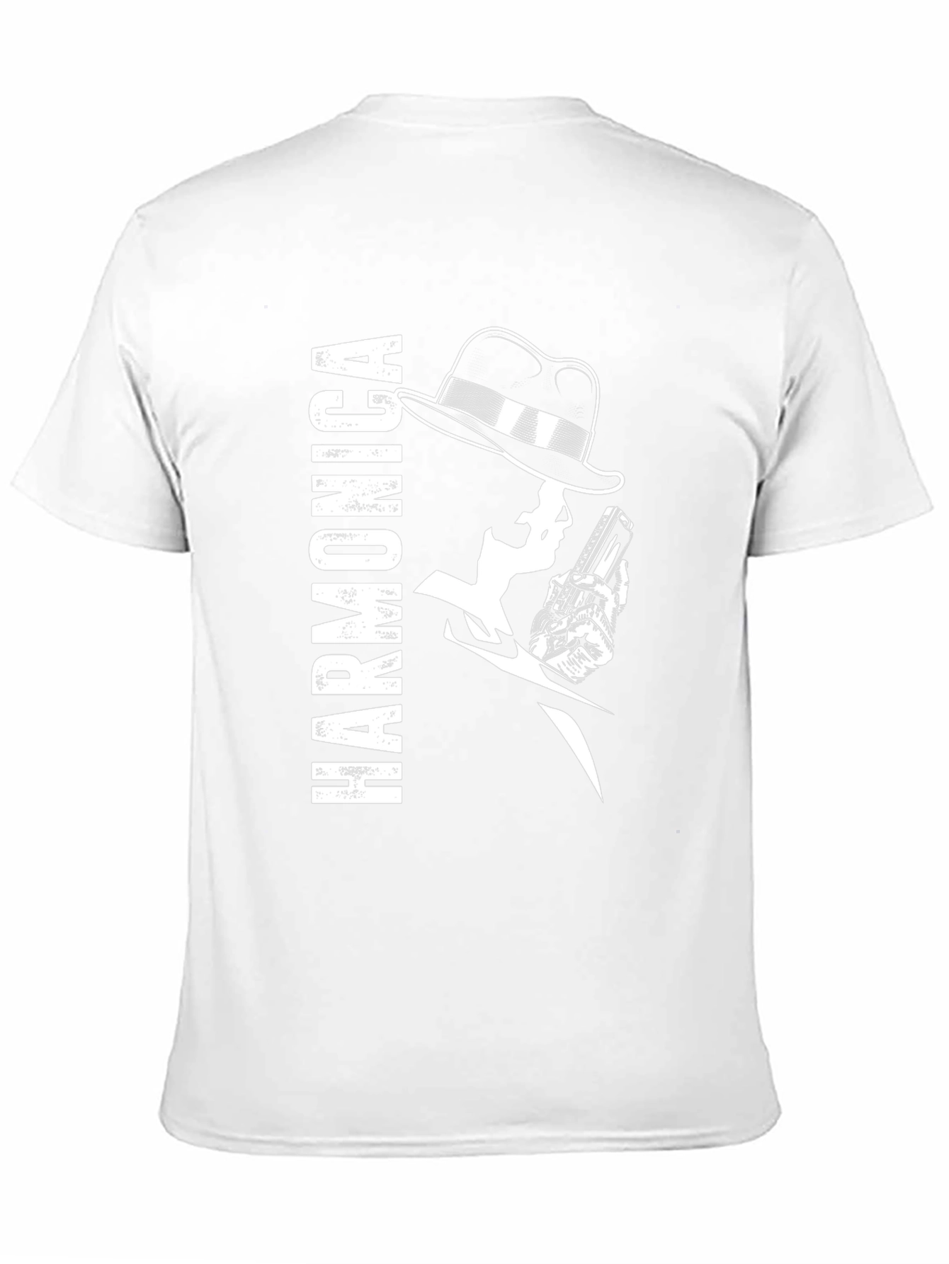 Harmonica Player Graphic Black T-Shirt