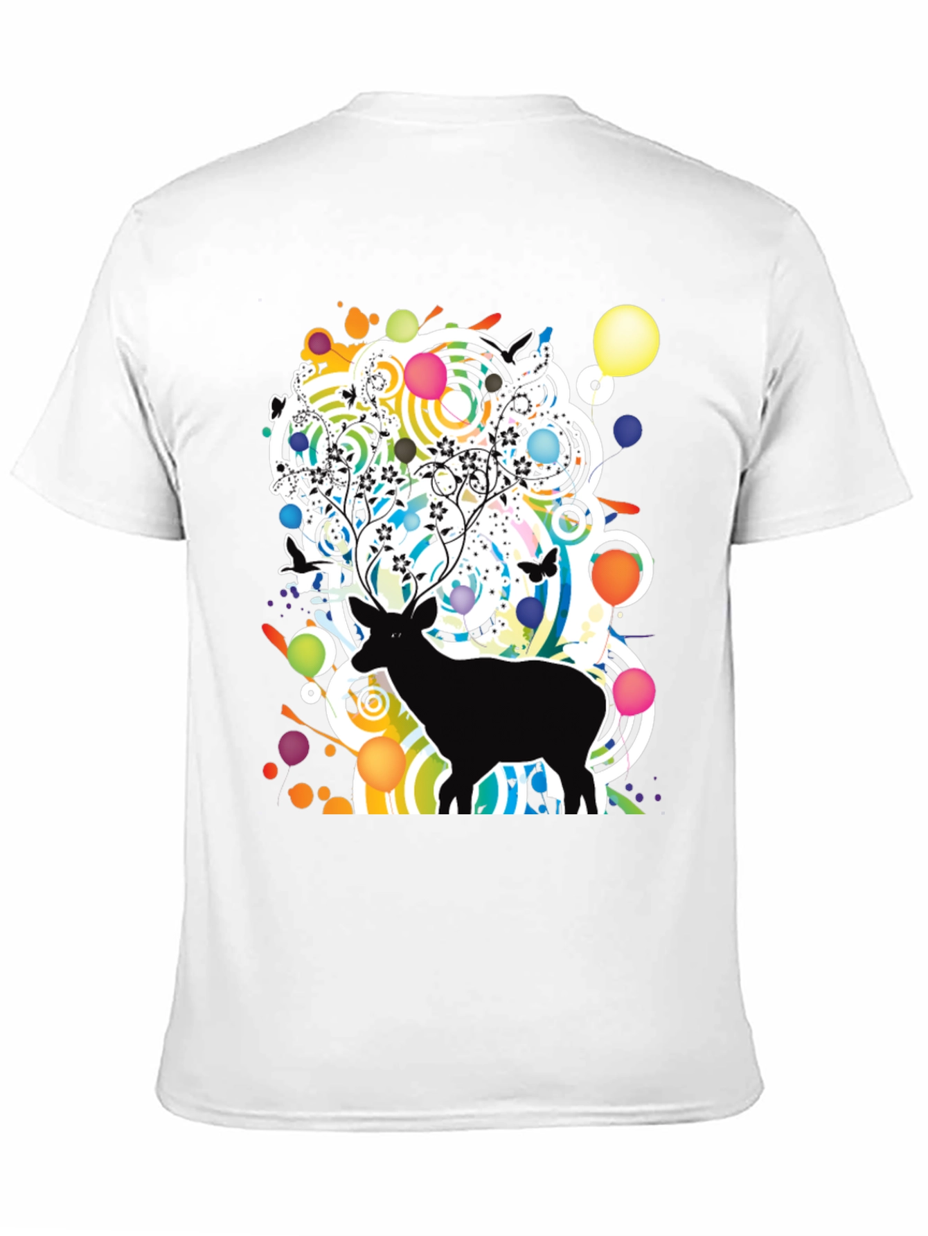 Artistic Deer Graphic Tee - Modern Black T-Shirt