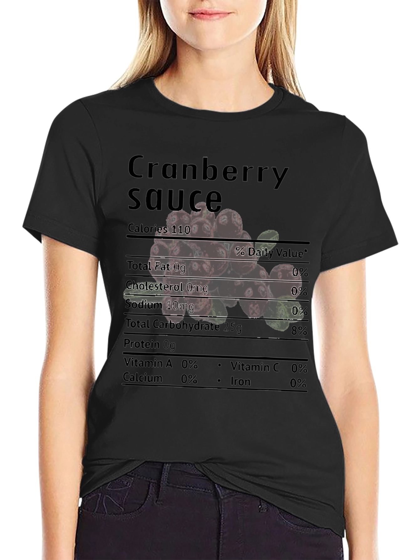 Cranberry Sauce Nutrition Facts Black T-Shirt