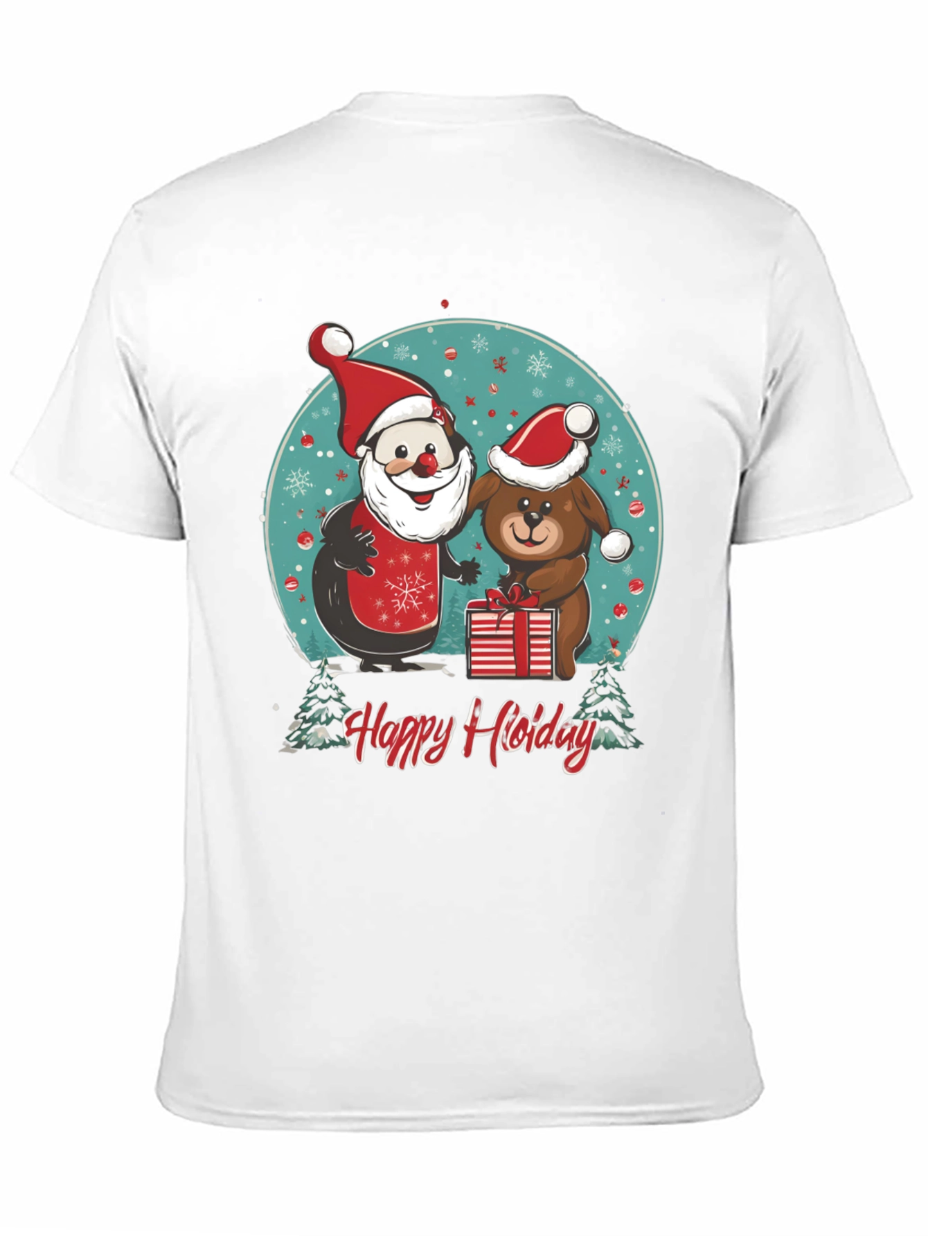 Festive Holiday Santa & Dog T-Shirt