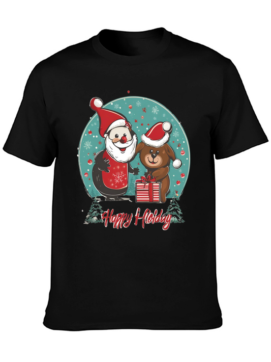 Festive Holiday Santa & Dog T-Shirt