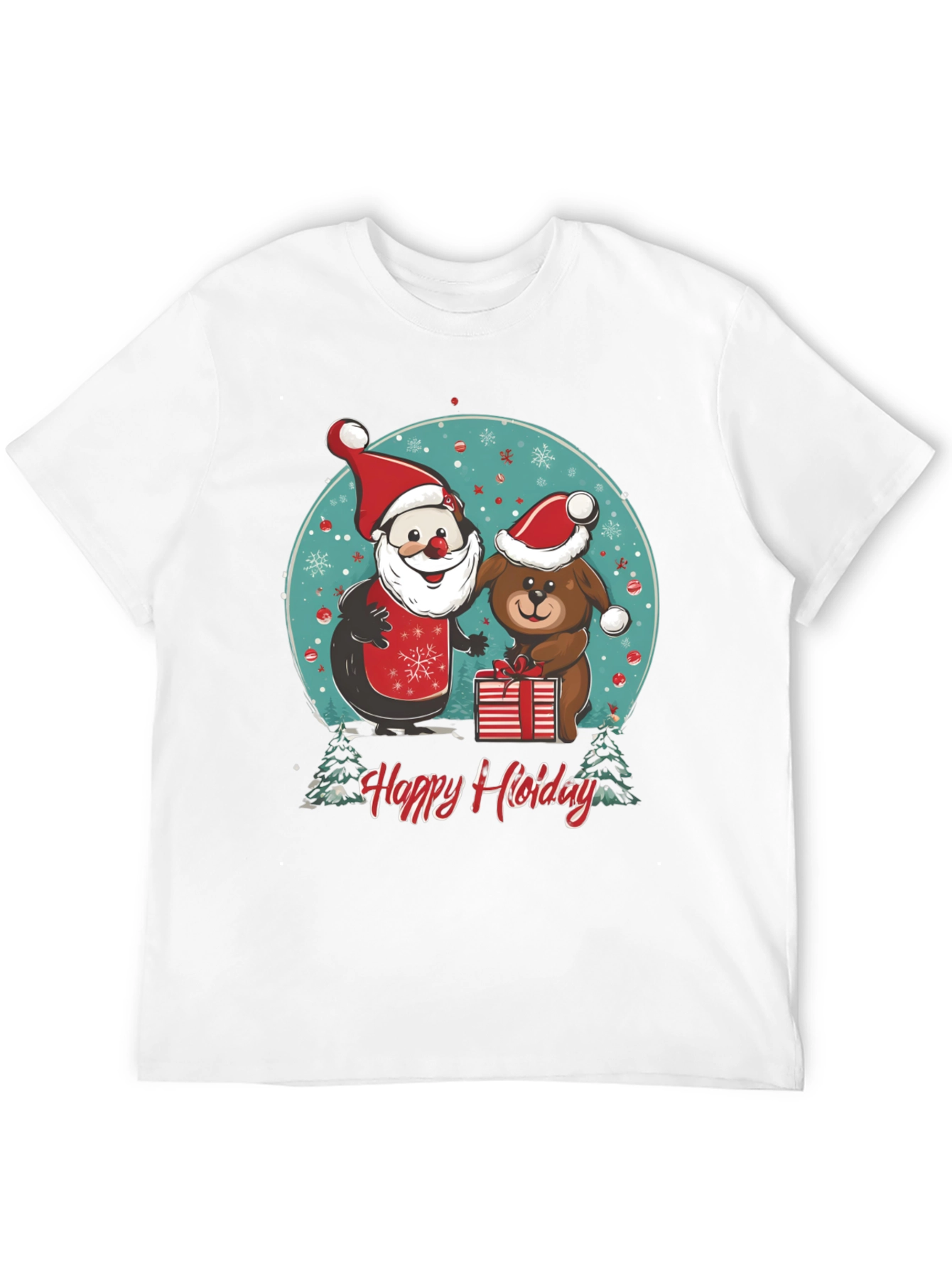 Festive Holiday Santa & Dog T-Shirt