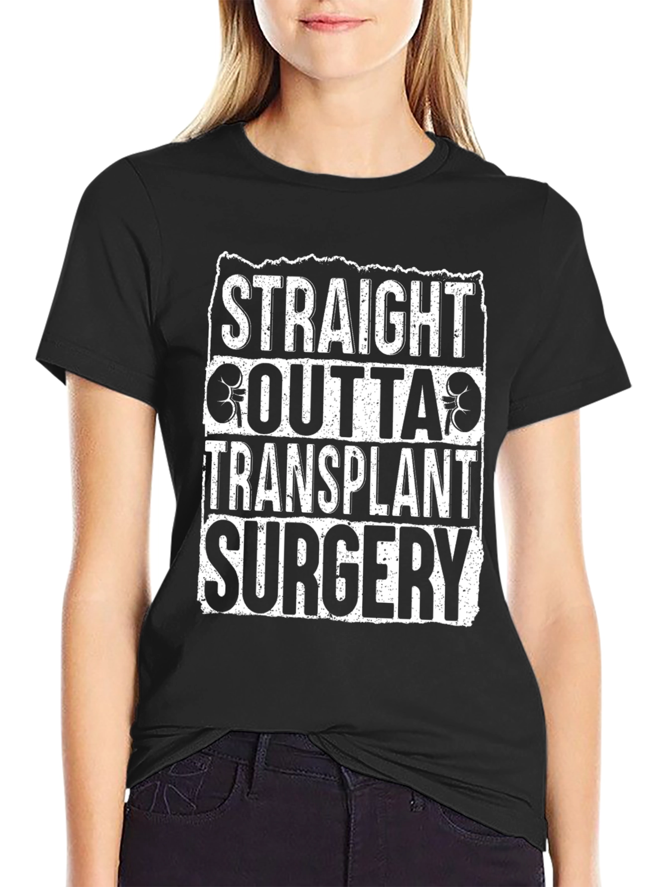 Straight Outta Transplant Surgery Black T-Shirt