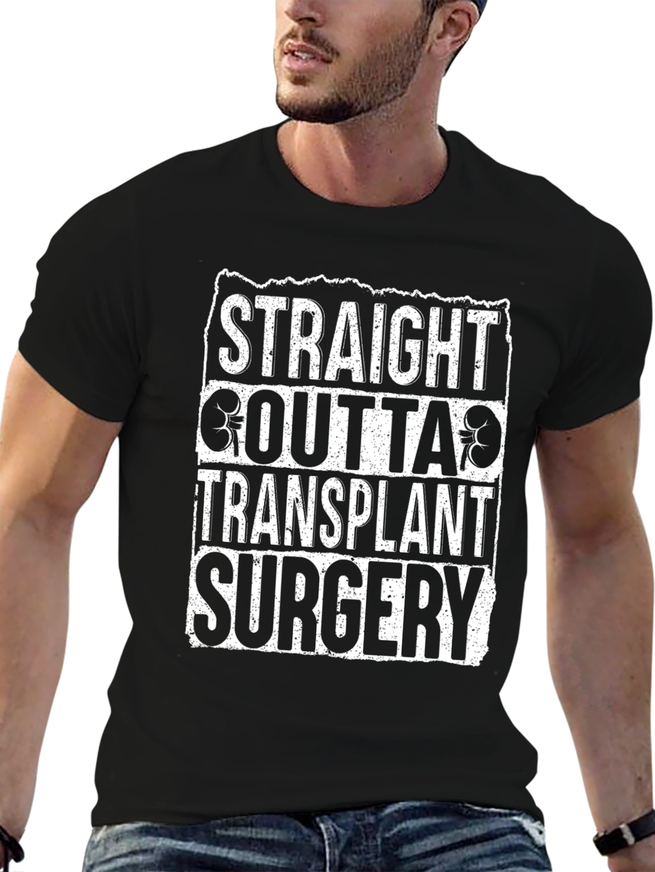 Straight Outta Transplant Surgery Black T-Shirt