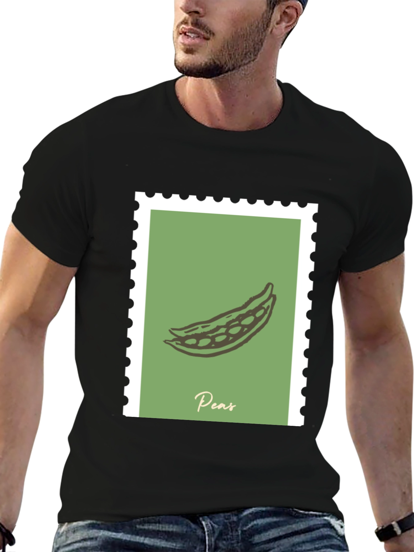 Peas Graphic Tee - Black Cotton T-Shirt