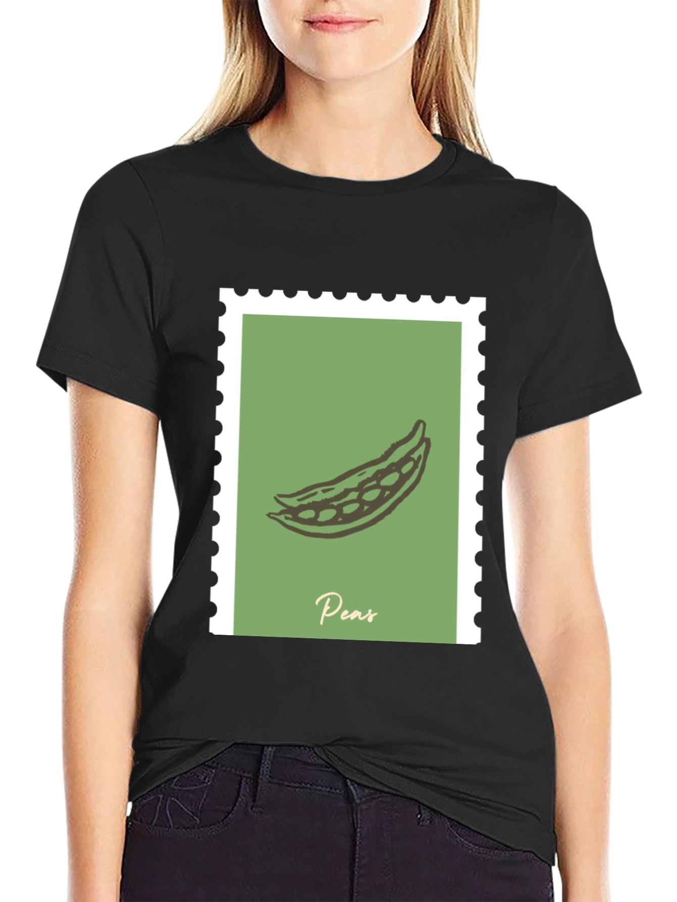 Peas Graphic Tee - Black Cotton T-Shirt