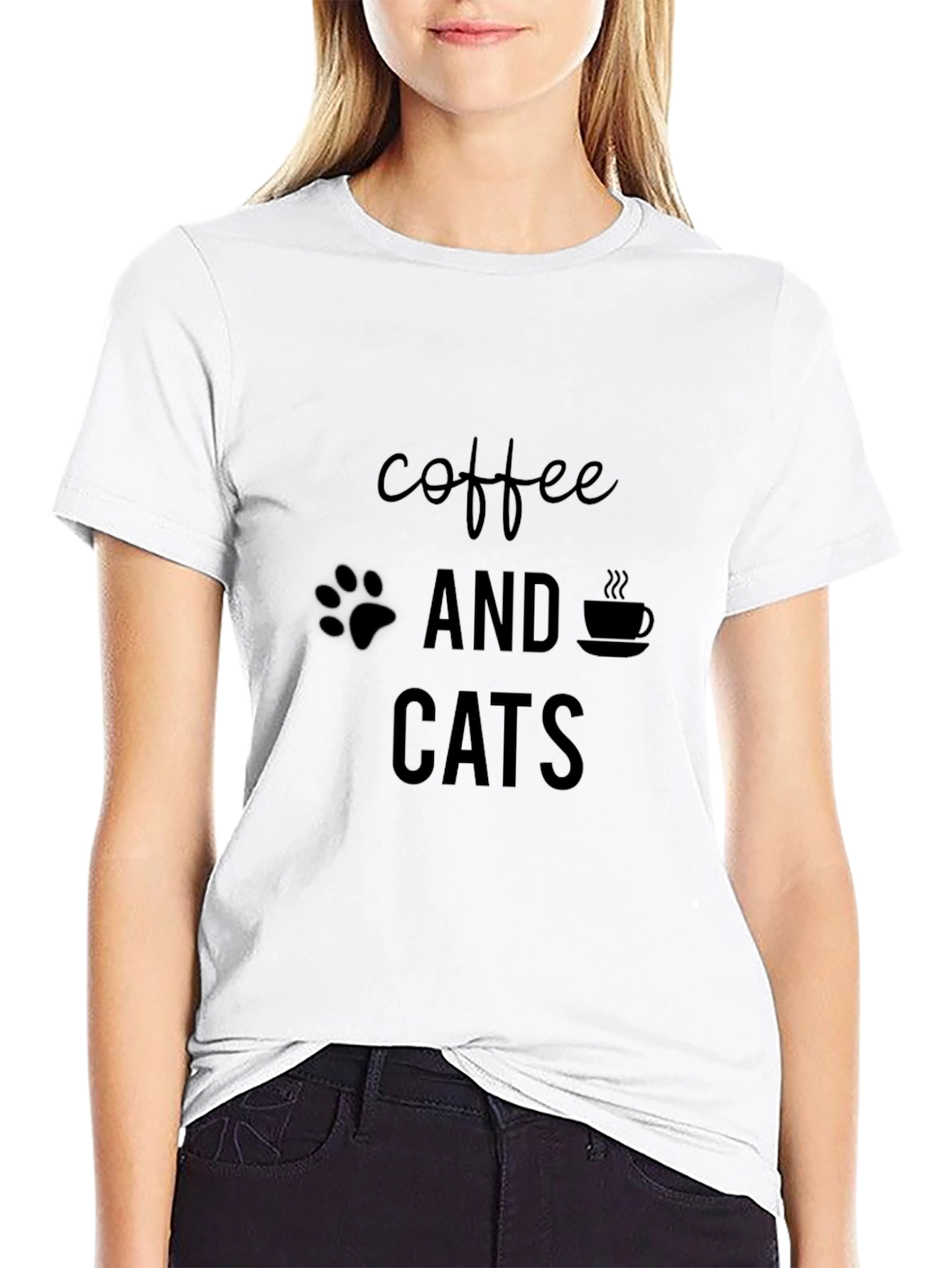 Coffee and Cats Graphic Tee - Black
