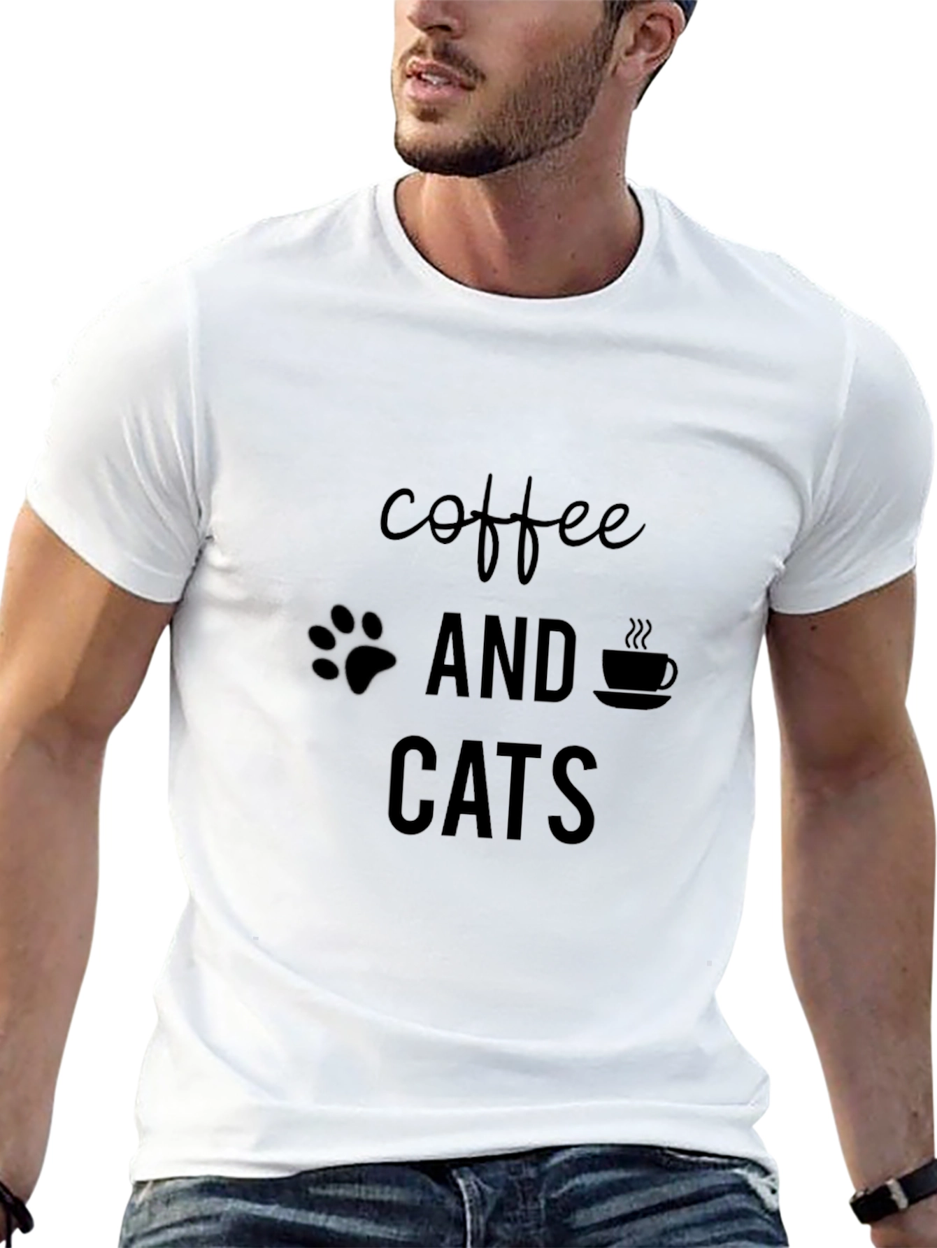 Coffee and Cats Graphic Tee - Black