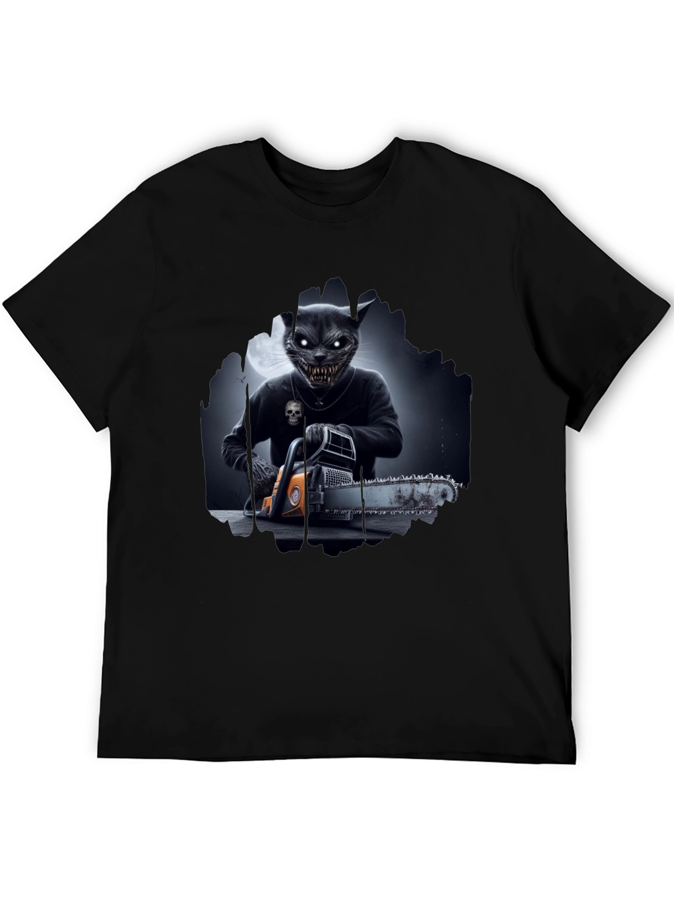 Creepy Cat Chainsaw T-Shirt