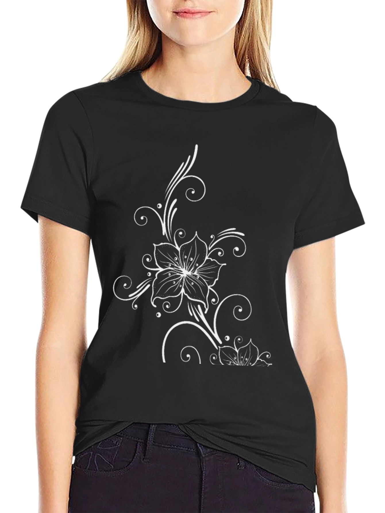 Black Floral Graphic Tee