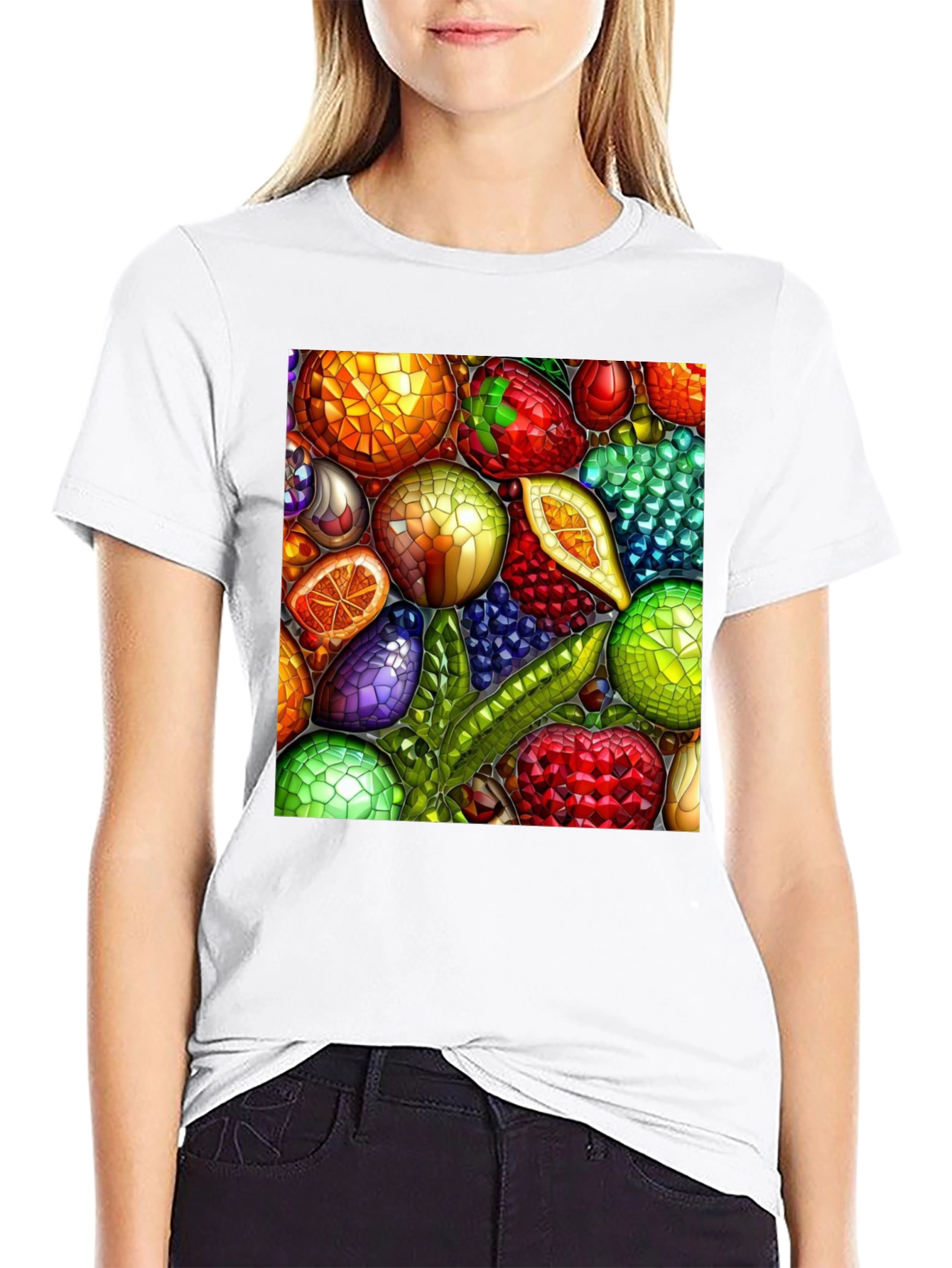 Fruit Mosaic Graphic T-Shirt