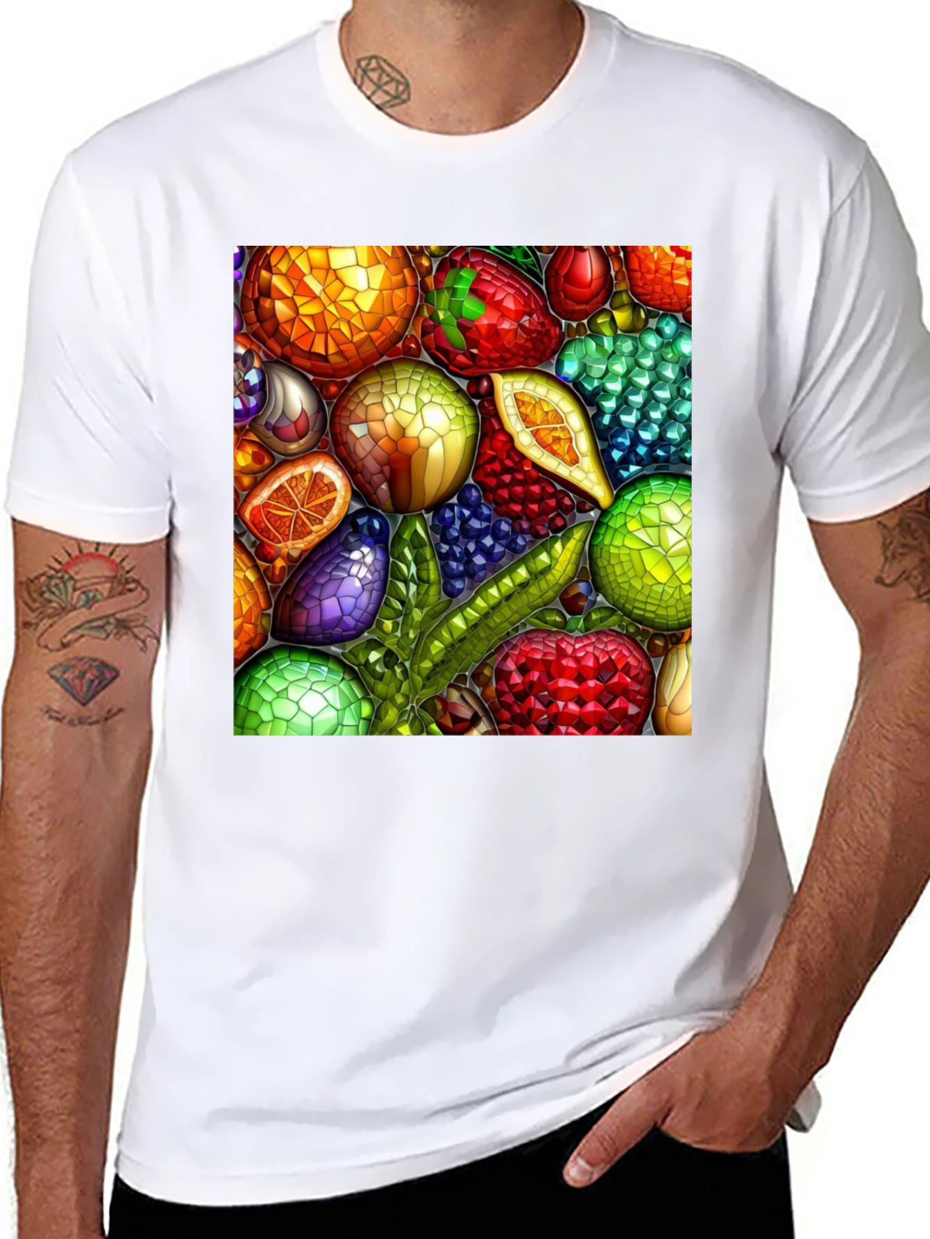 Fruit Mosaic Graphic T-Shirt
