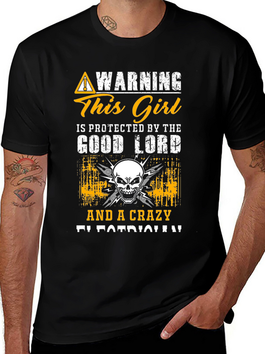 Warning Crazy Girl Electrician T-Shirt