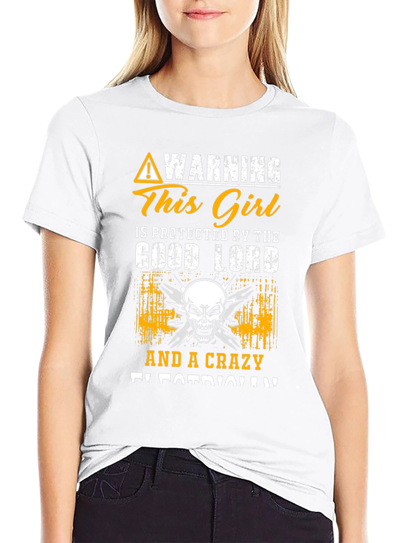 Warning Crazy Girl Electrician T-Shirt