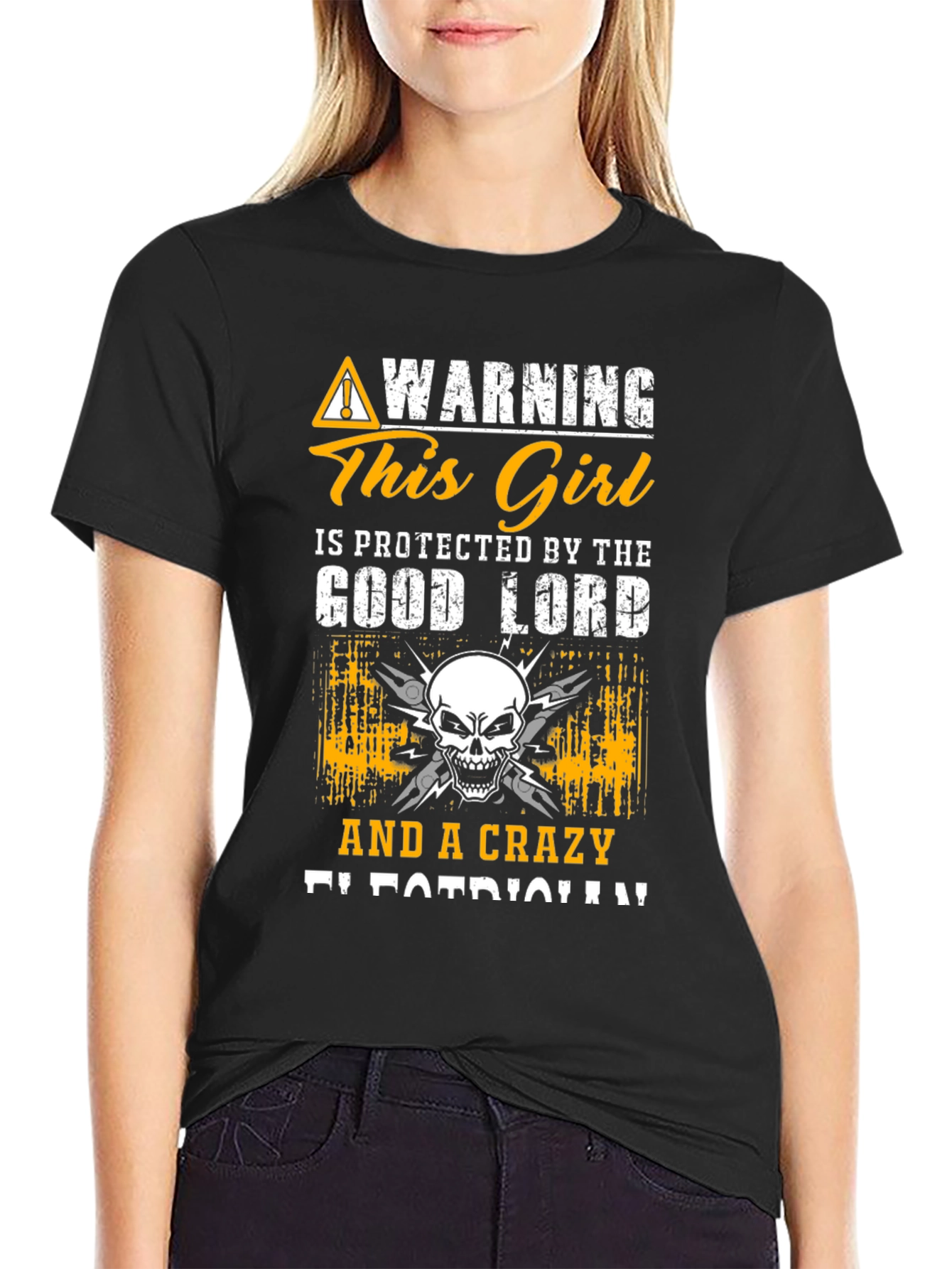Warning Crazy Girl Electrician T-Shirt