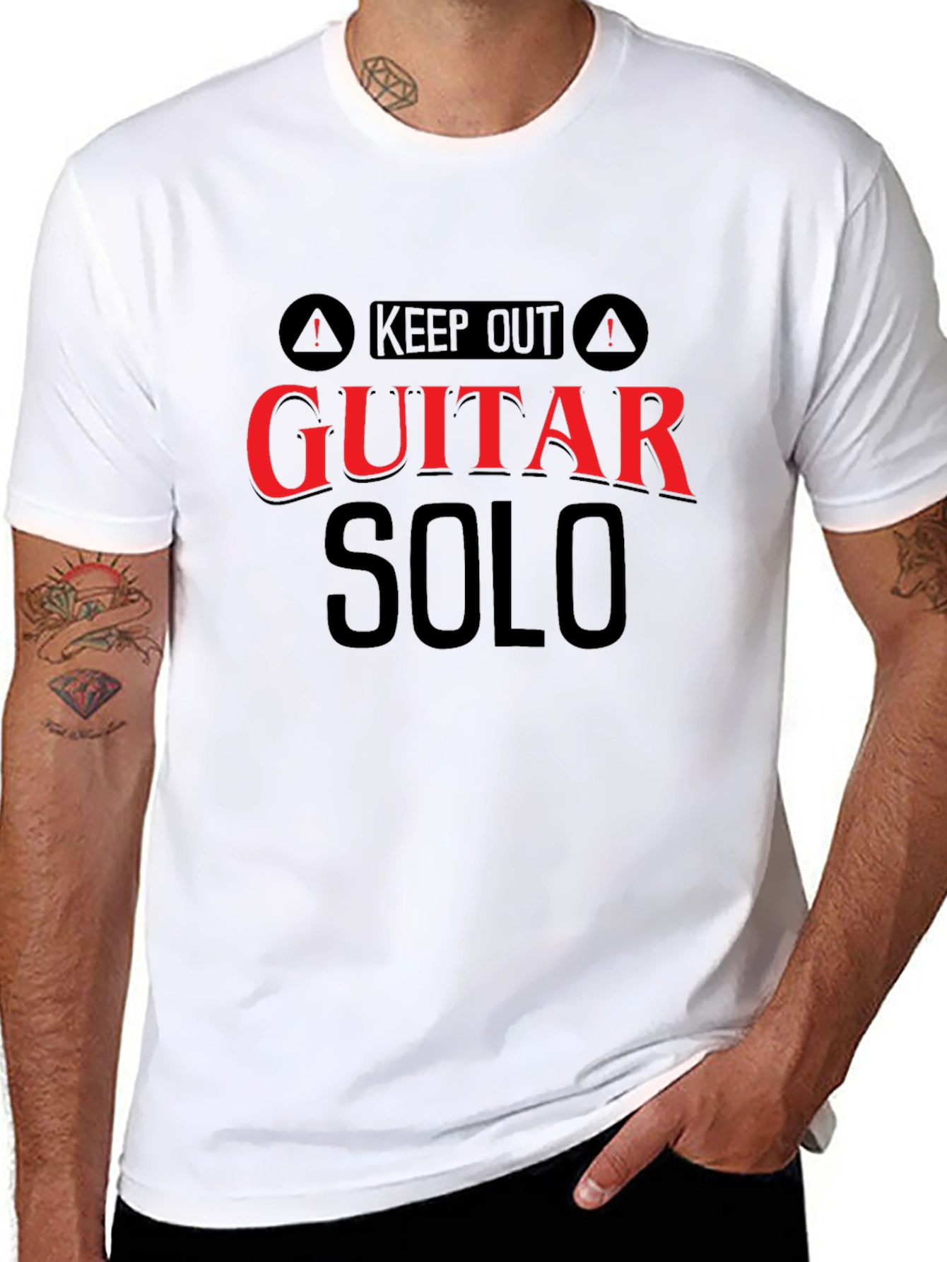 Keep Out Guitar Solo Funny Black T-Shirt
