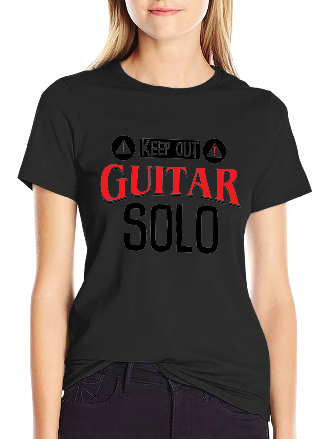 Keep Out Guitar Solo Funny Black T-Shirt