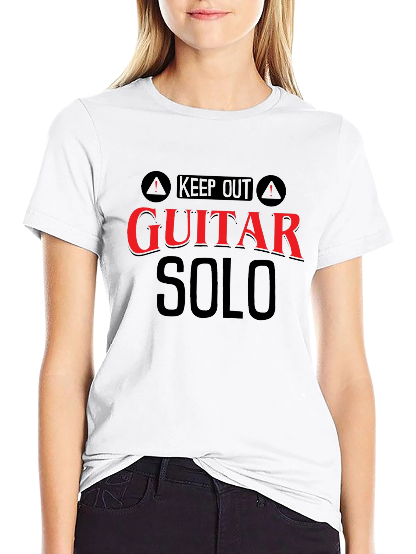 Keep Out Guitar Solo Funny Black T-Shirt