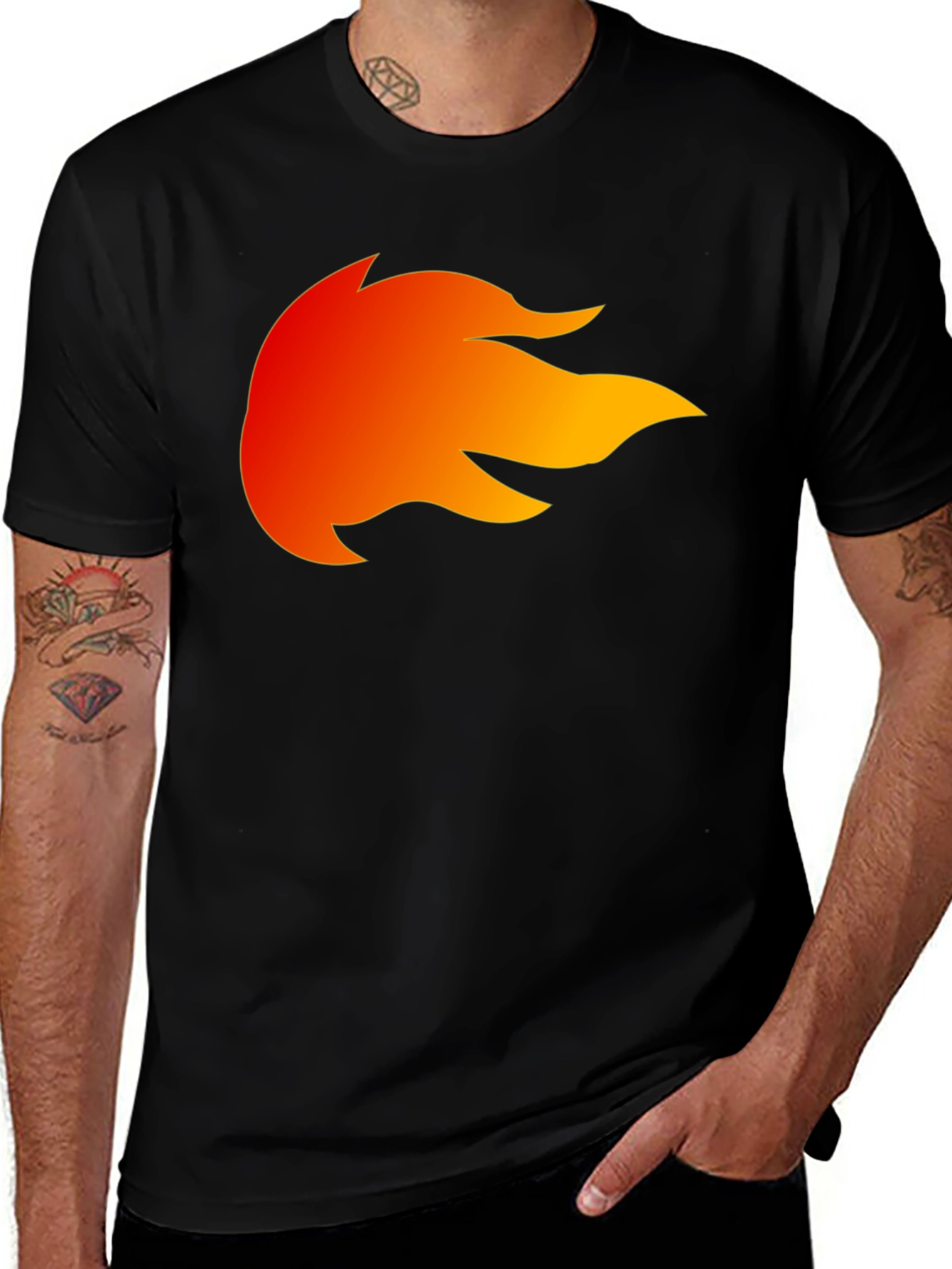 Fiery Flame Graphic Black T-Shirt