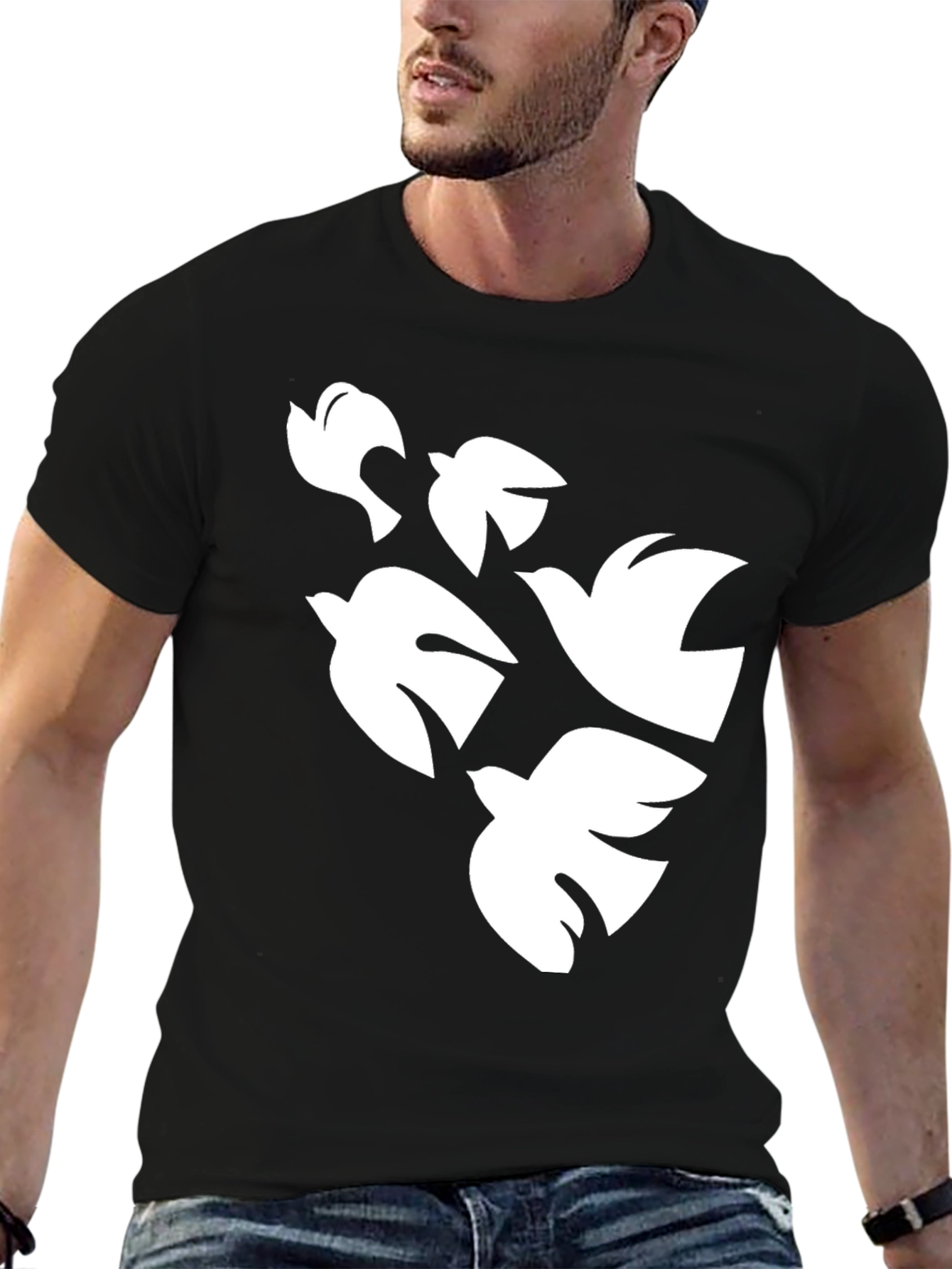 Doves in Flight Graphic Tee - Black