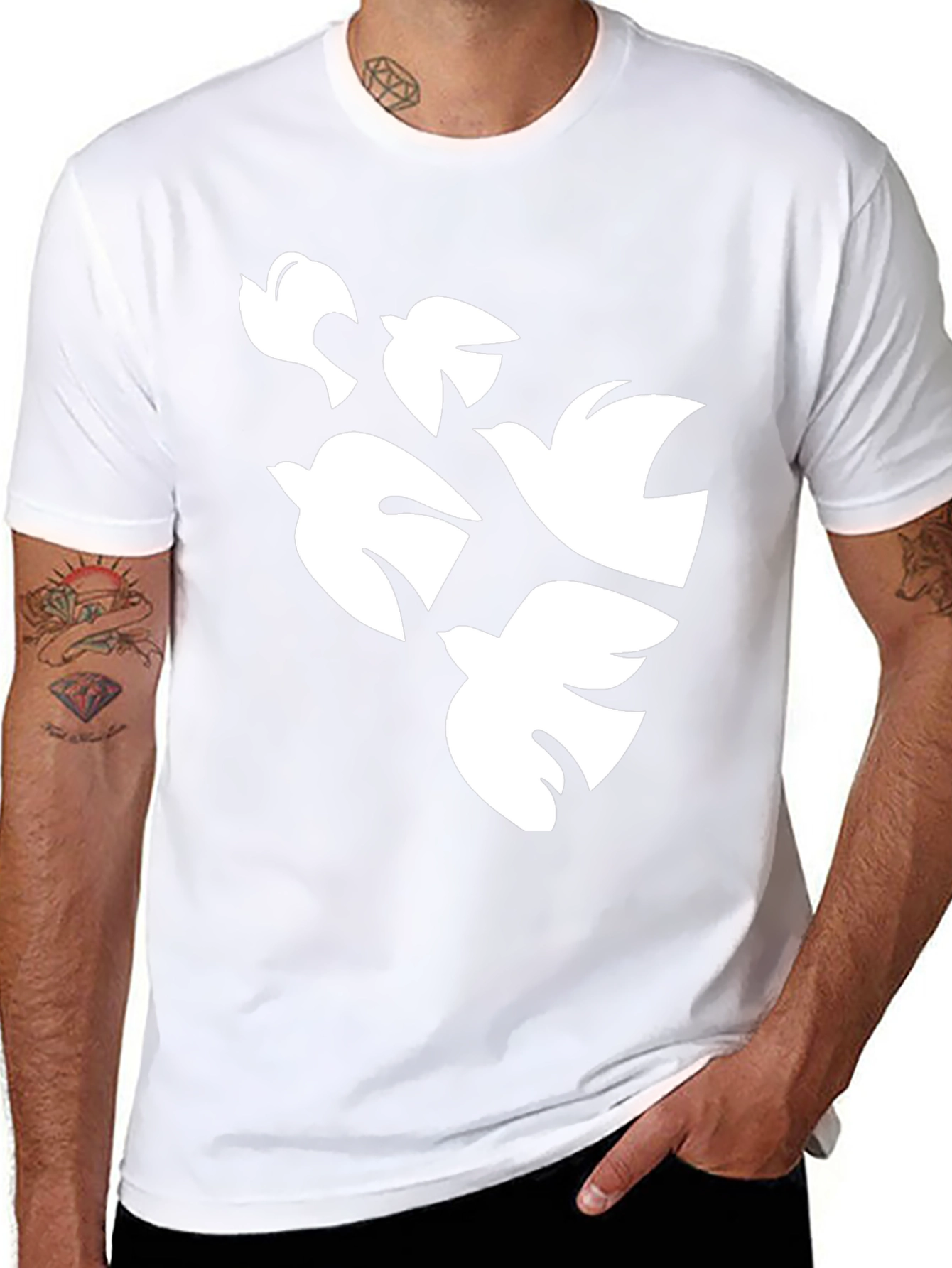 Doves in Flight Graphic Tee - Black