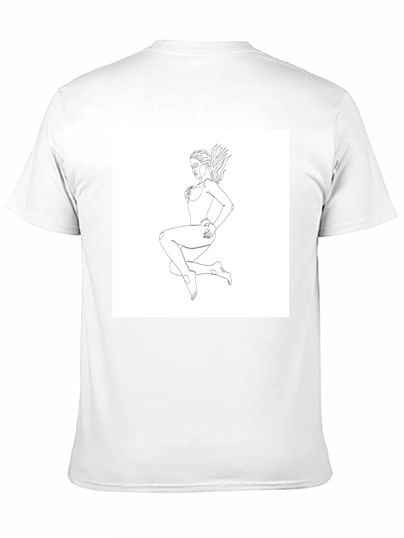 Minimalist Line Art Womans T-Shirt - Black