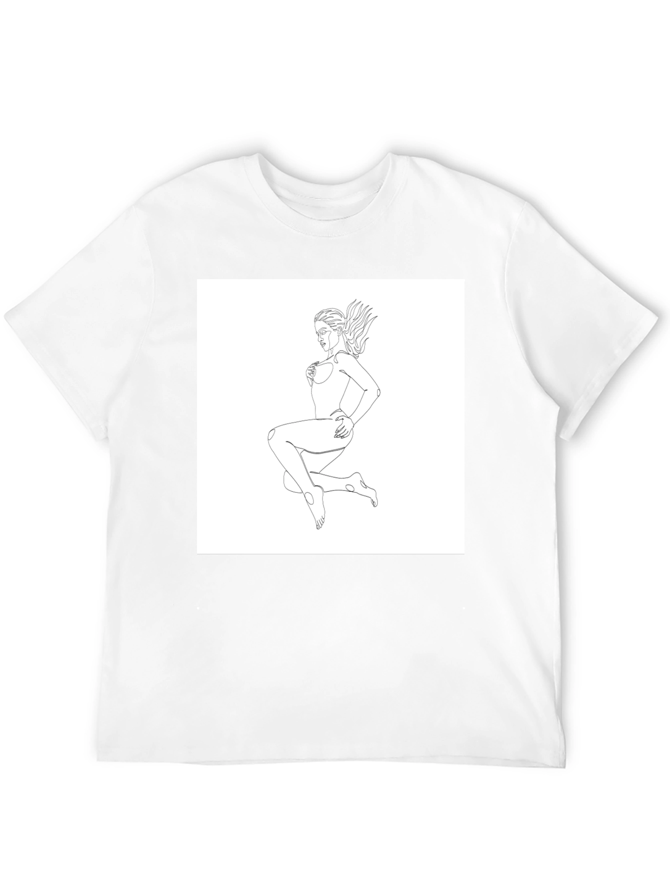 Minimalist Line Art Womans T-Shirt - Black