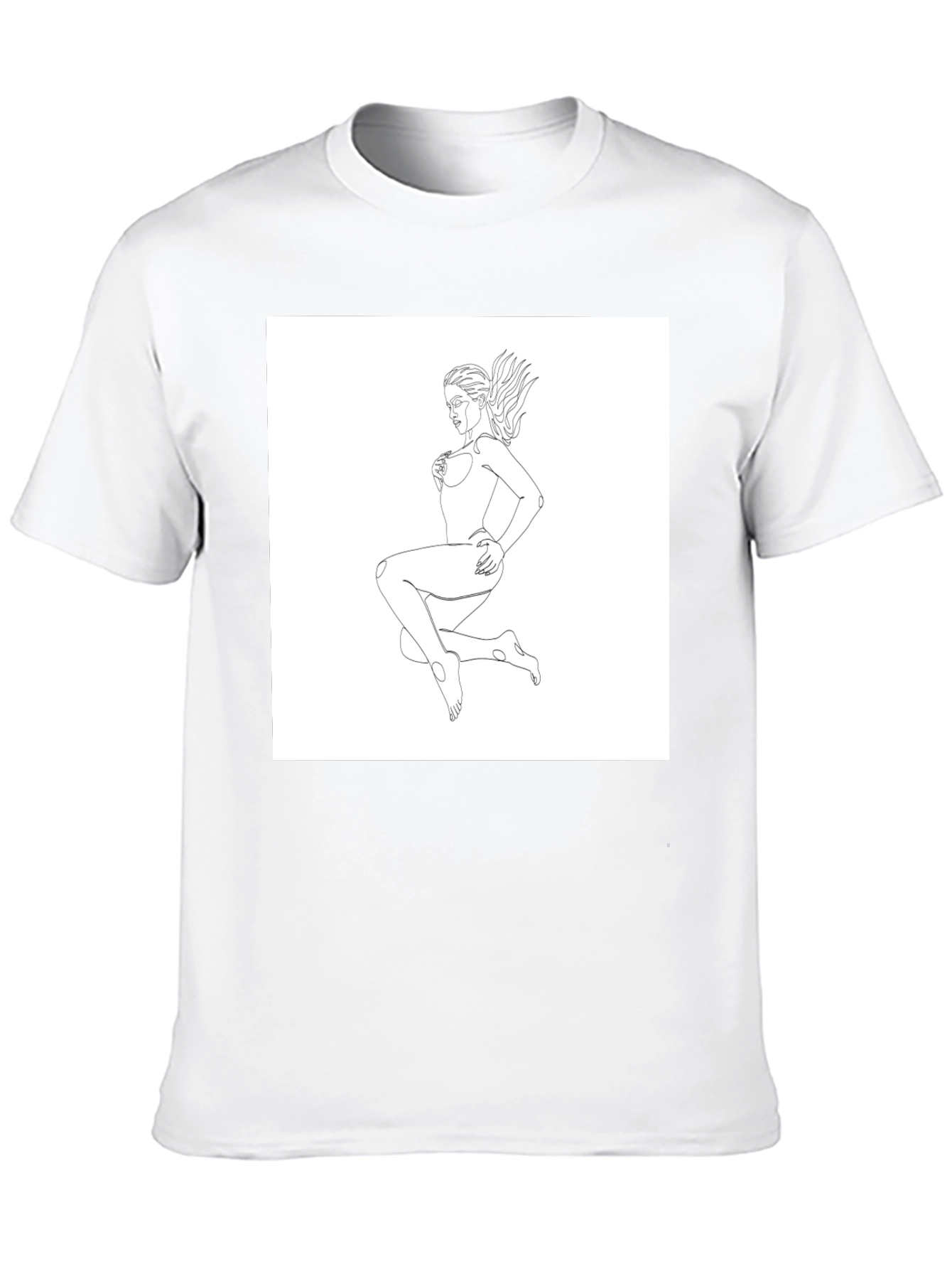 Minimalist Line Art Womans T-Shirt - Black