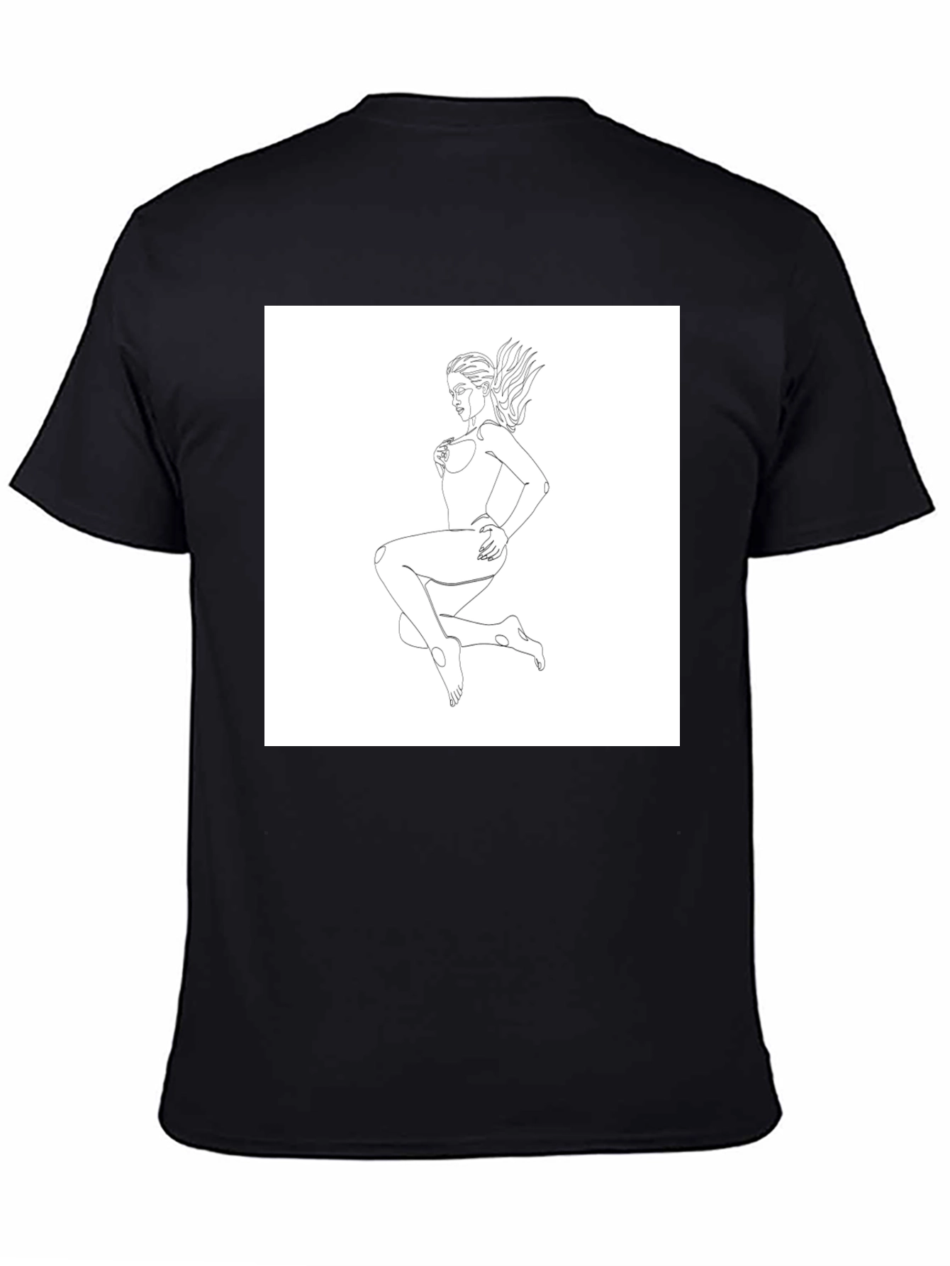 Minimalist Line Art Womans T-Shirt - Black