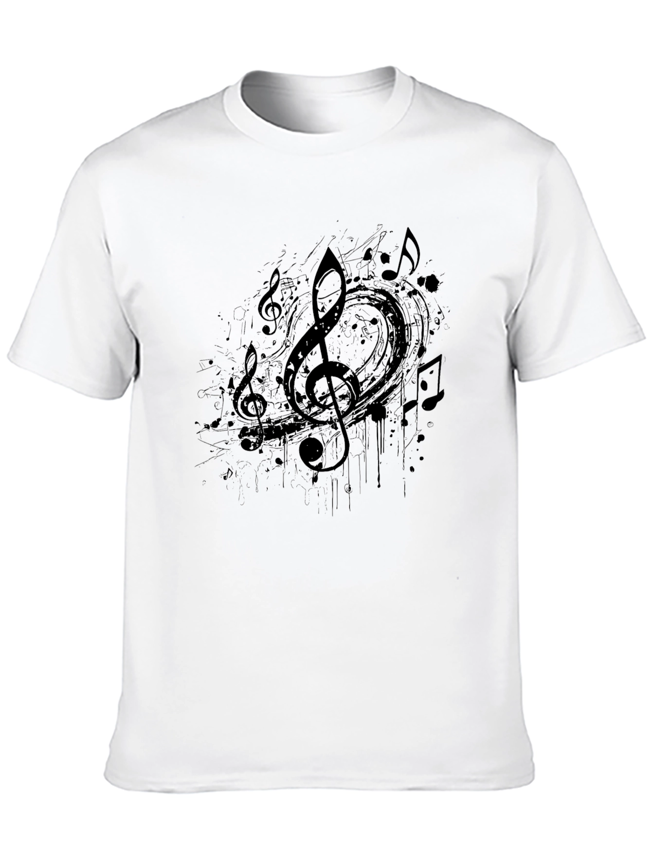 Black Music Notes Graphic Print Mens T-Shirt