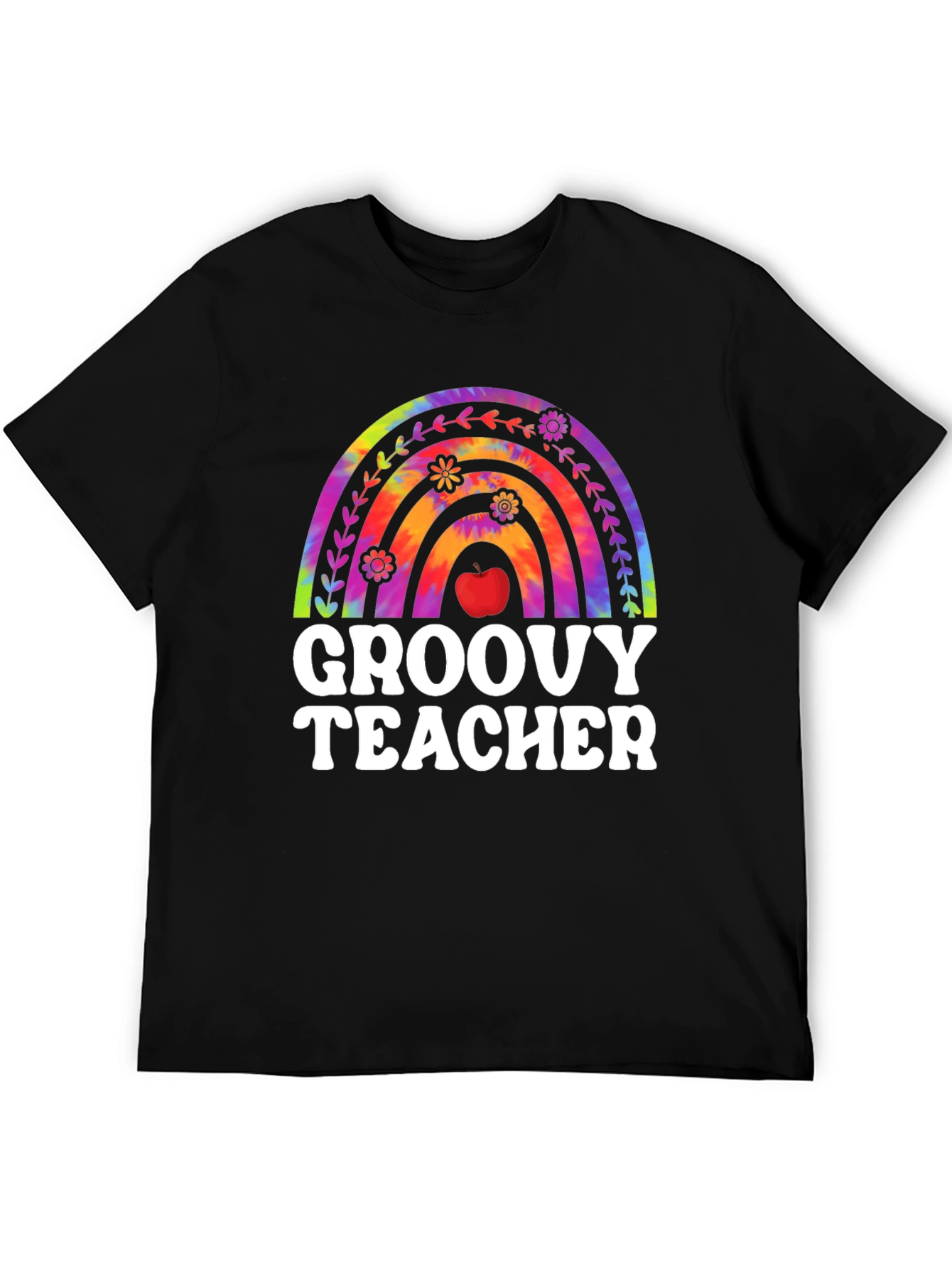 Groovy Teacher Rainbow Graphic Tee