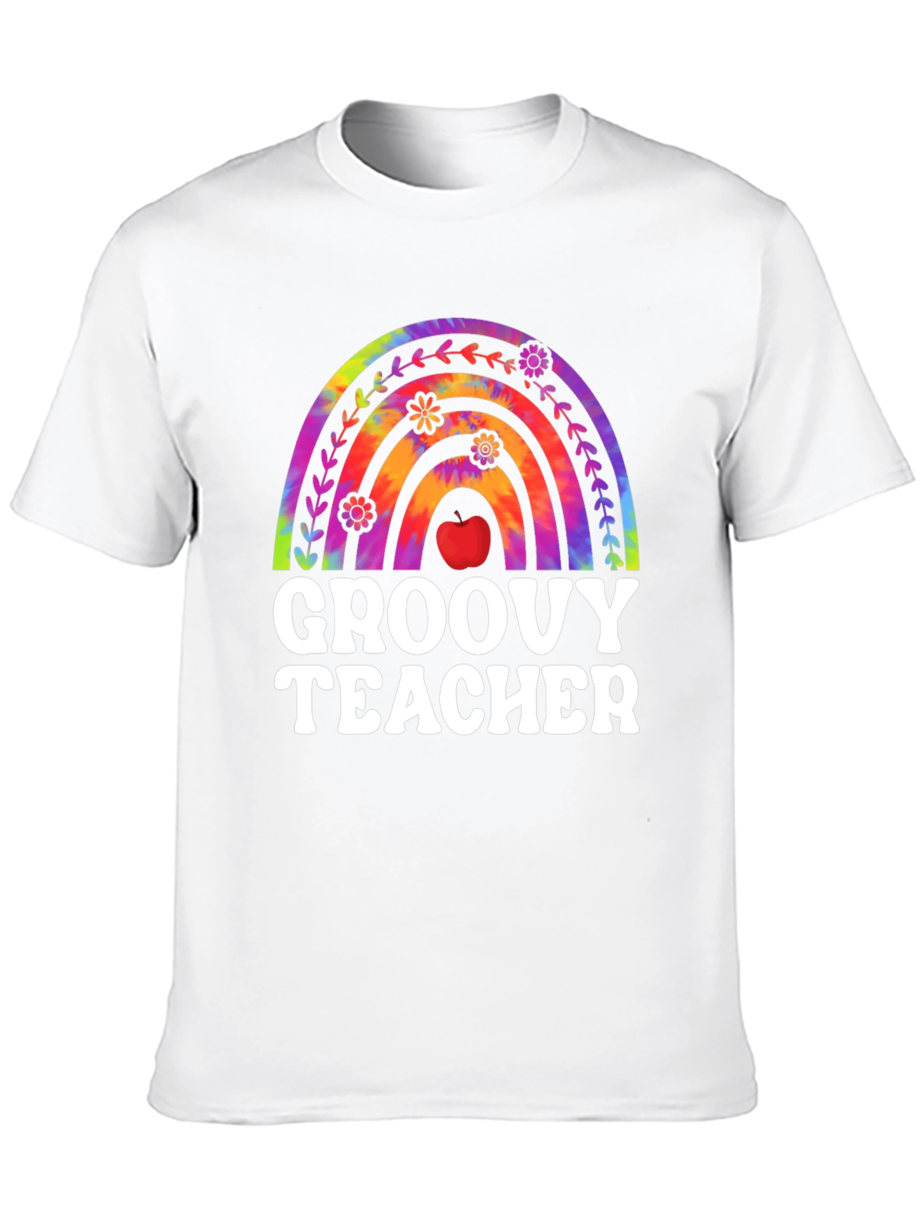 Groovy Teacher Rainbow Graphic Tee