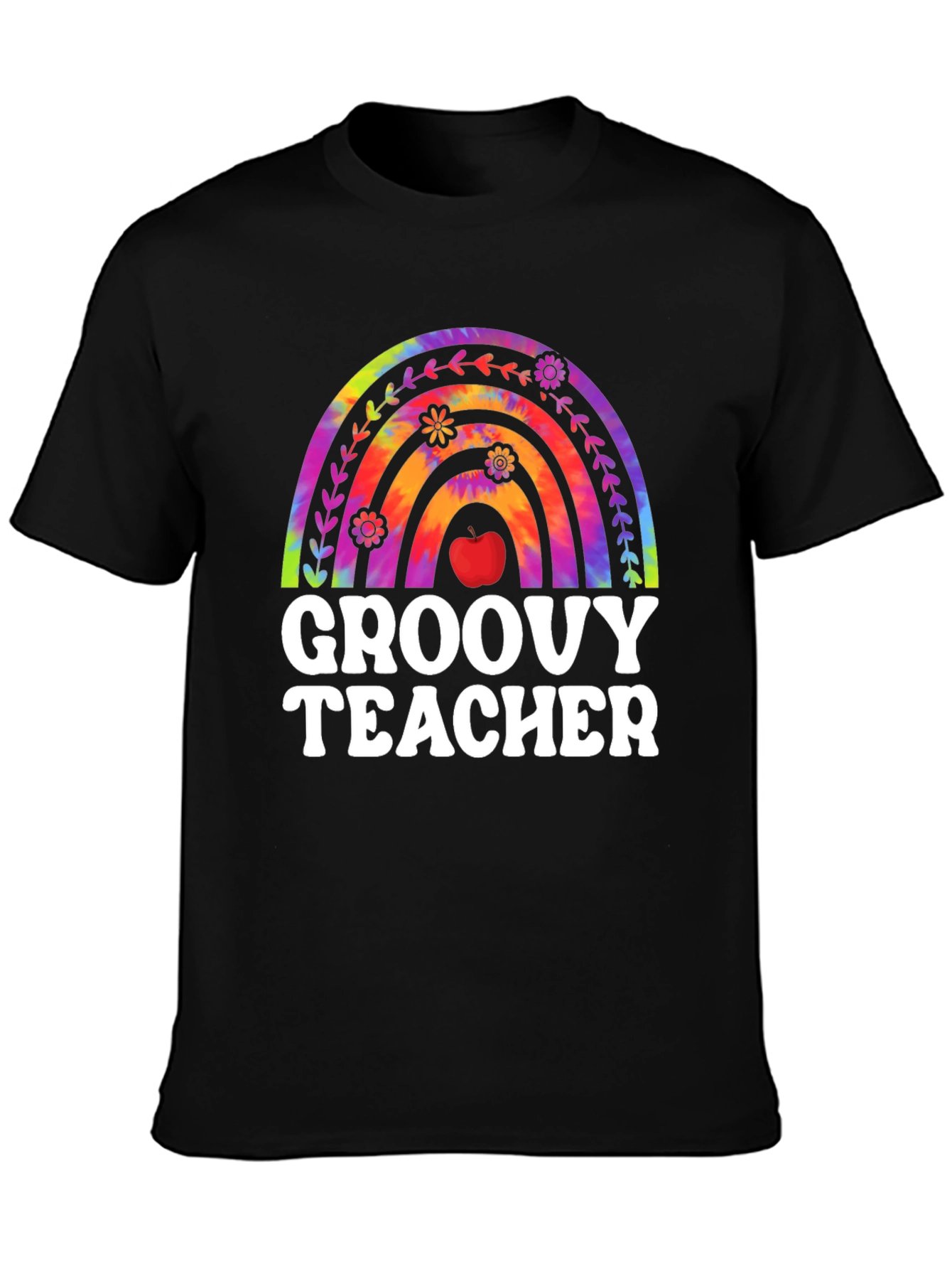 Groovy Teacher Rainbow Graphic Tee