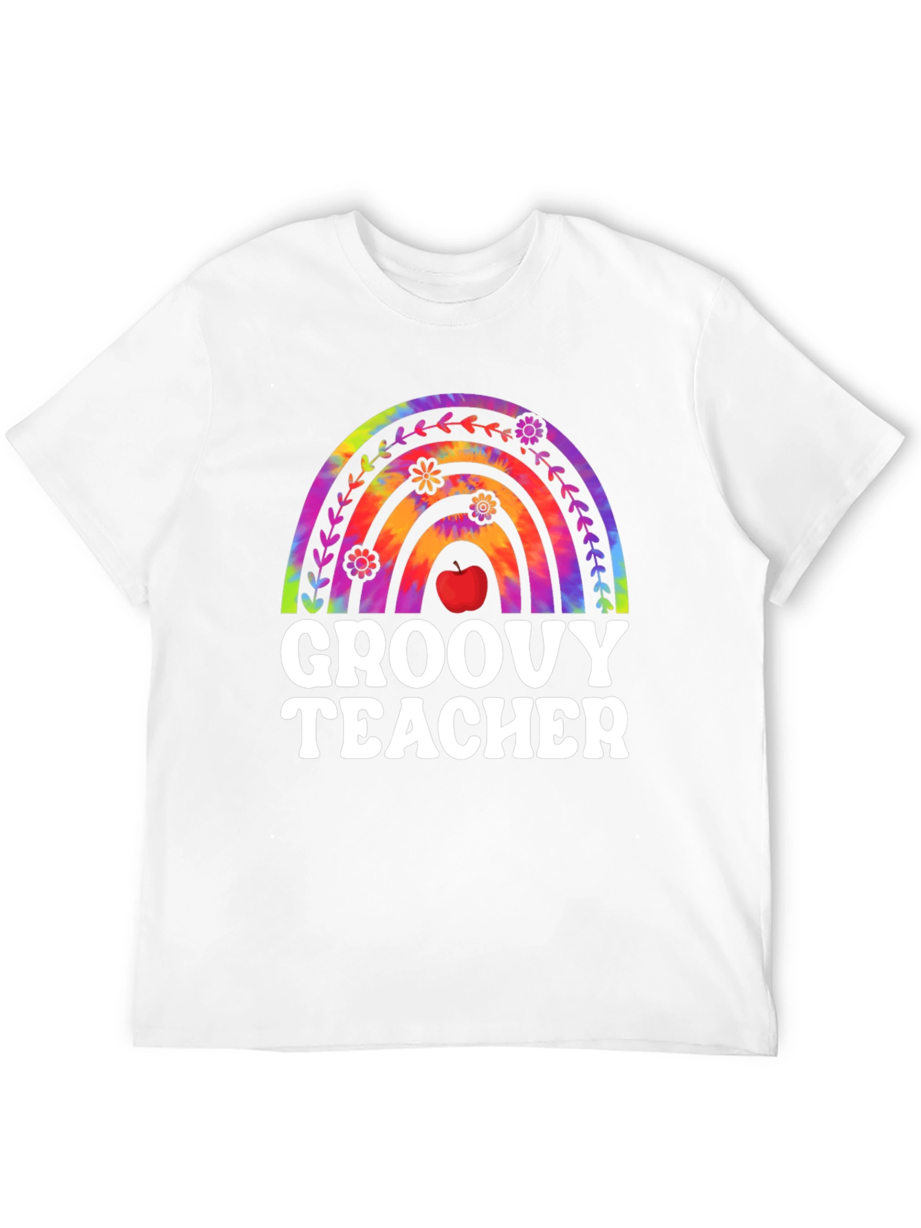Groovy Teacher Rainbow Graphic Tee