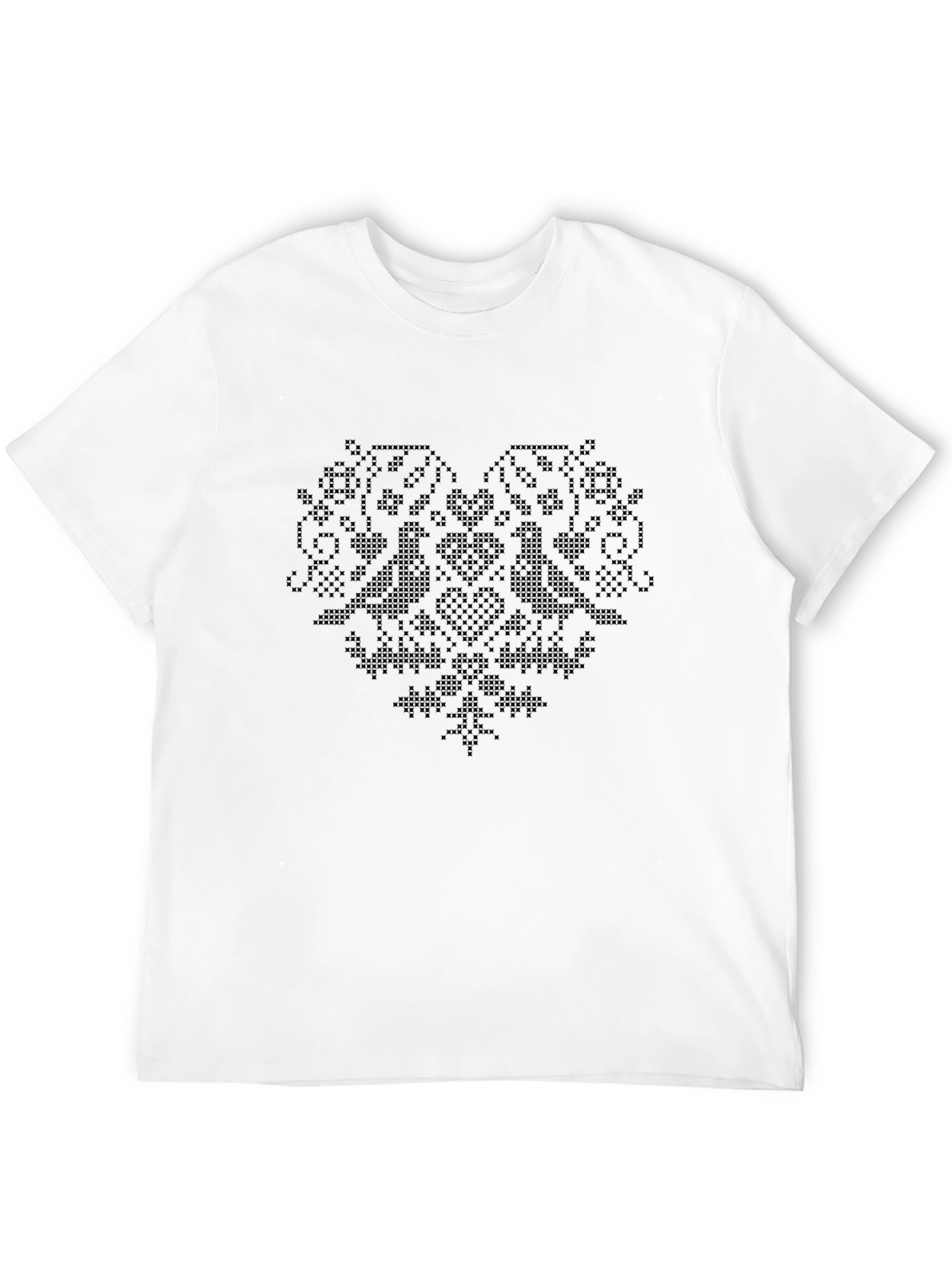 Embroidered Heart Graphic Tee - Unisex Black T-Shirt