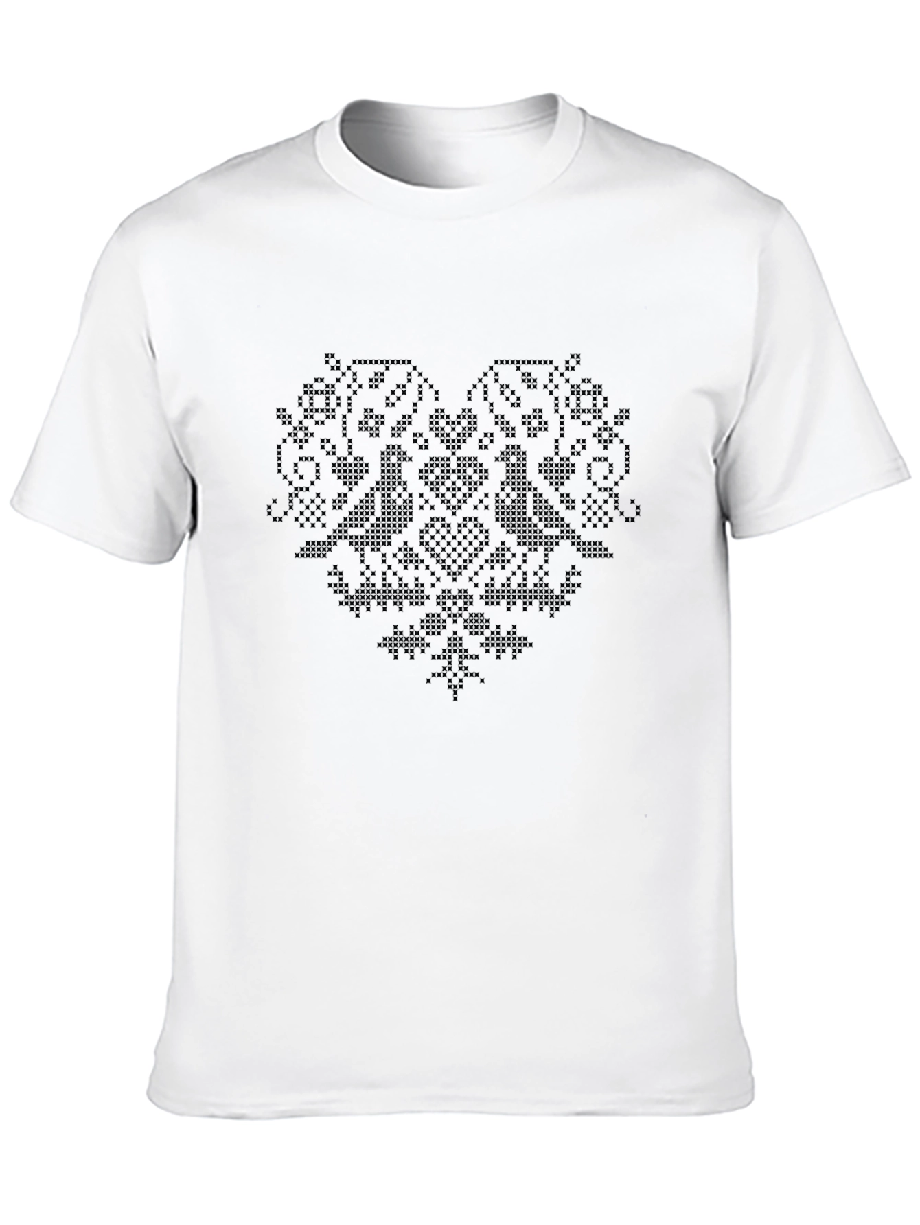 Embroidered Heart Graphic Tee - Unisex Black T-Shirt