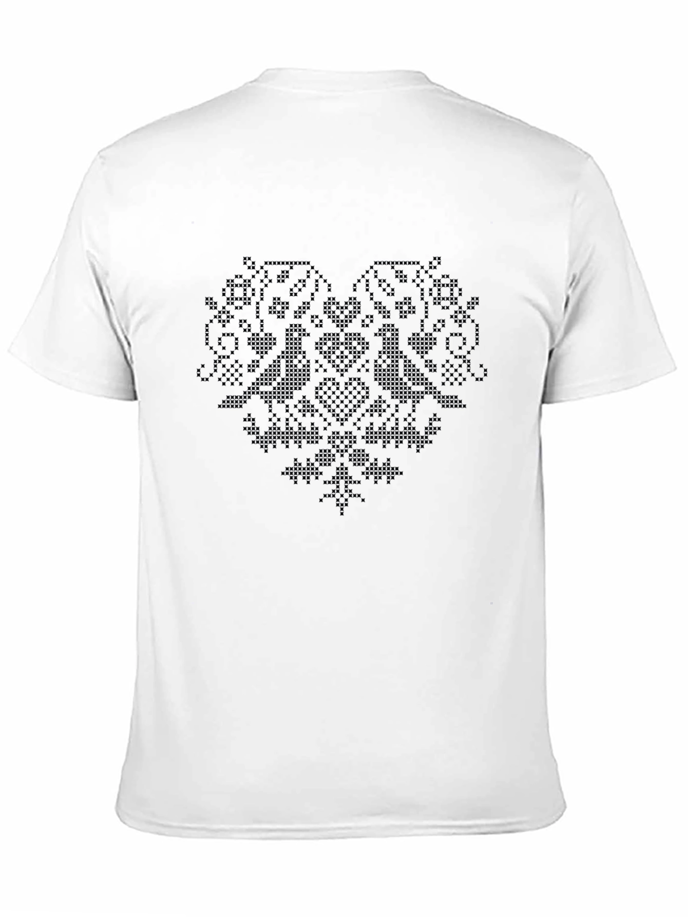 Embroidered Heart Graphic Tee - Unisex Black T-Shirt