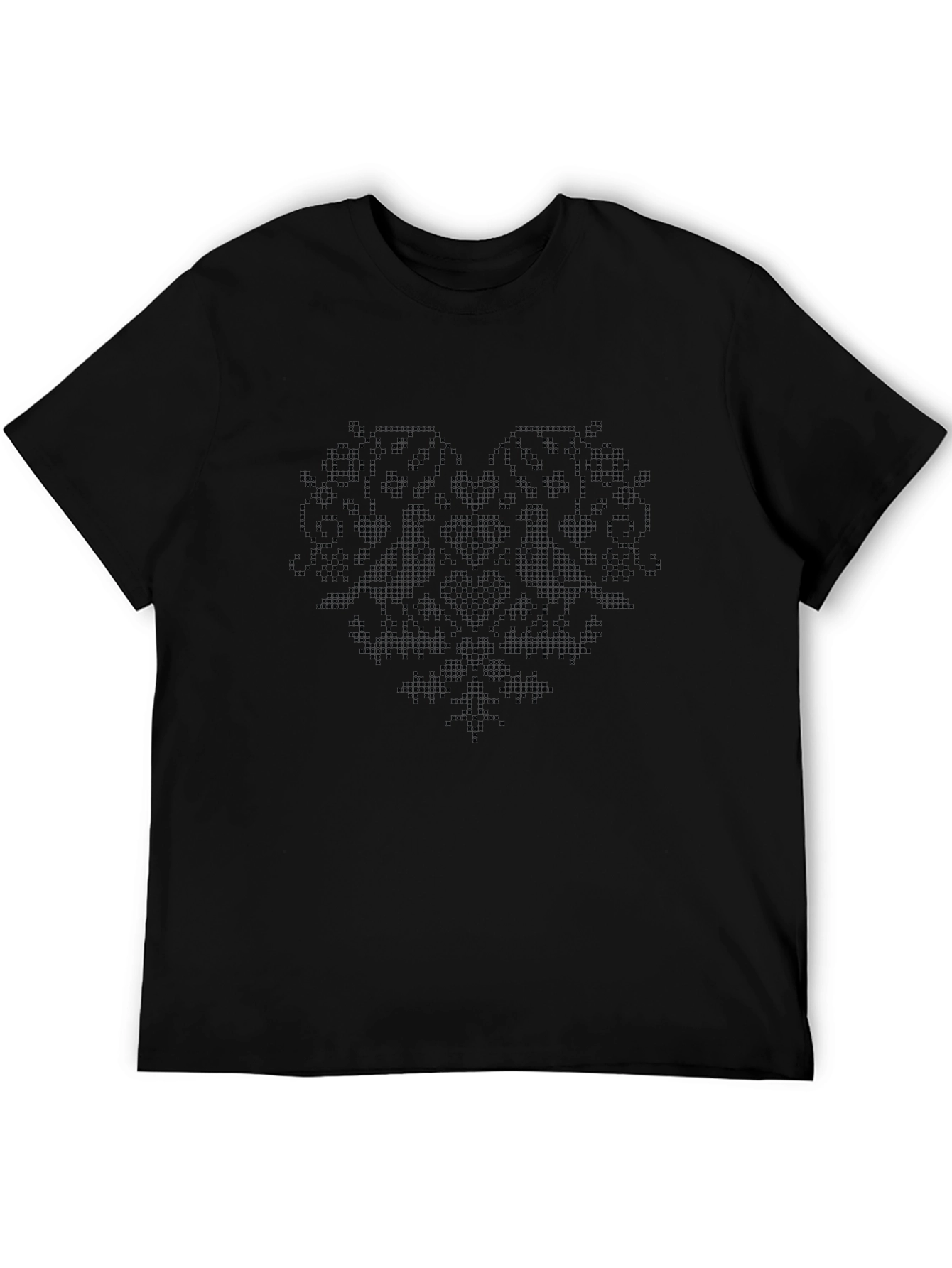 Embroidered Heart Graphic Tee - Unisex Black T-Shirt