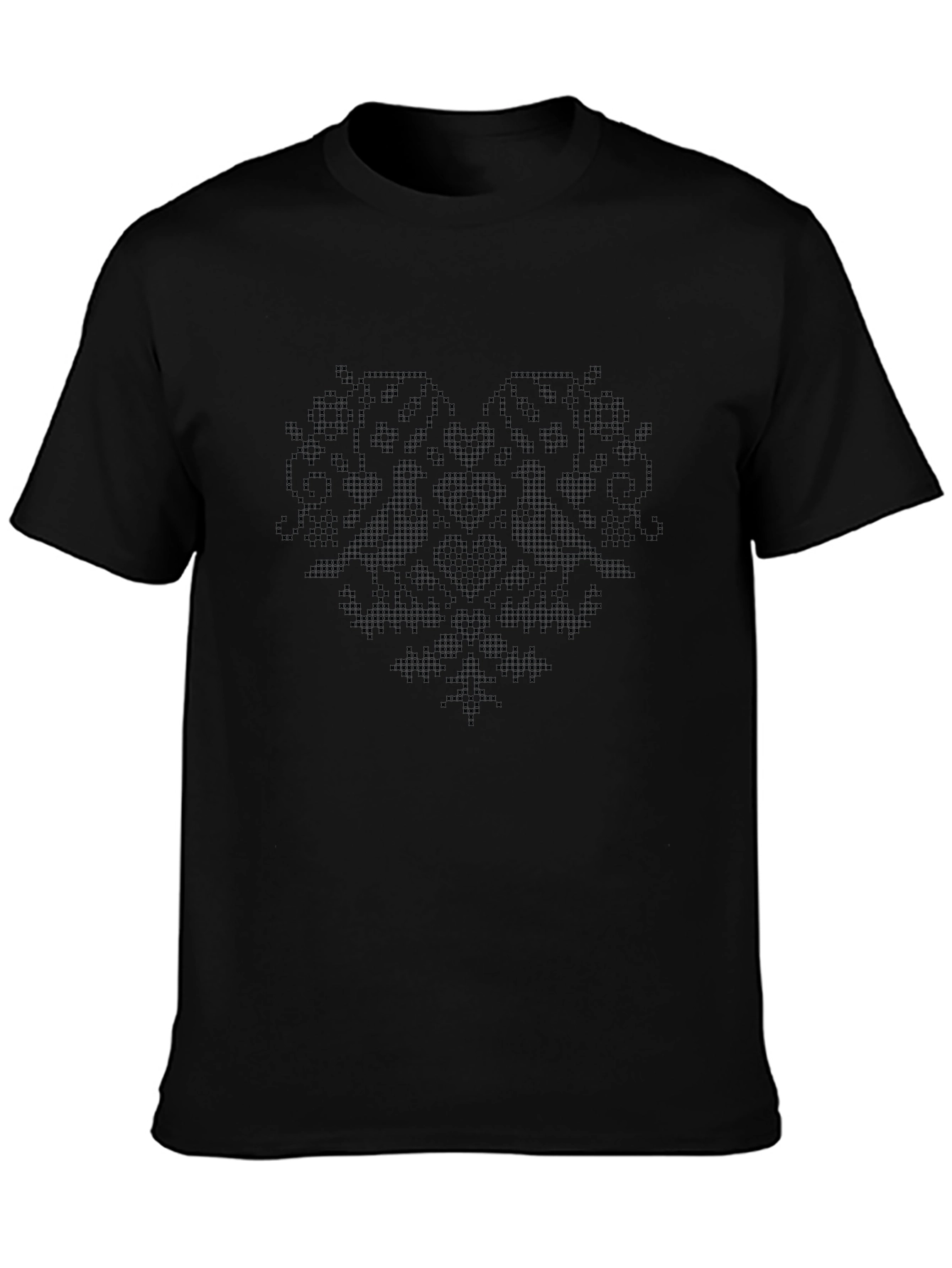 Embroidered Heart Graphic Tee - Unisex Black T-Shirt