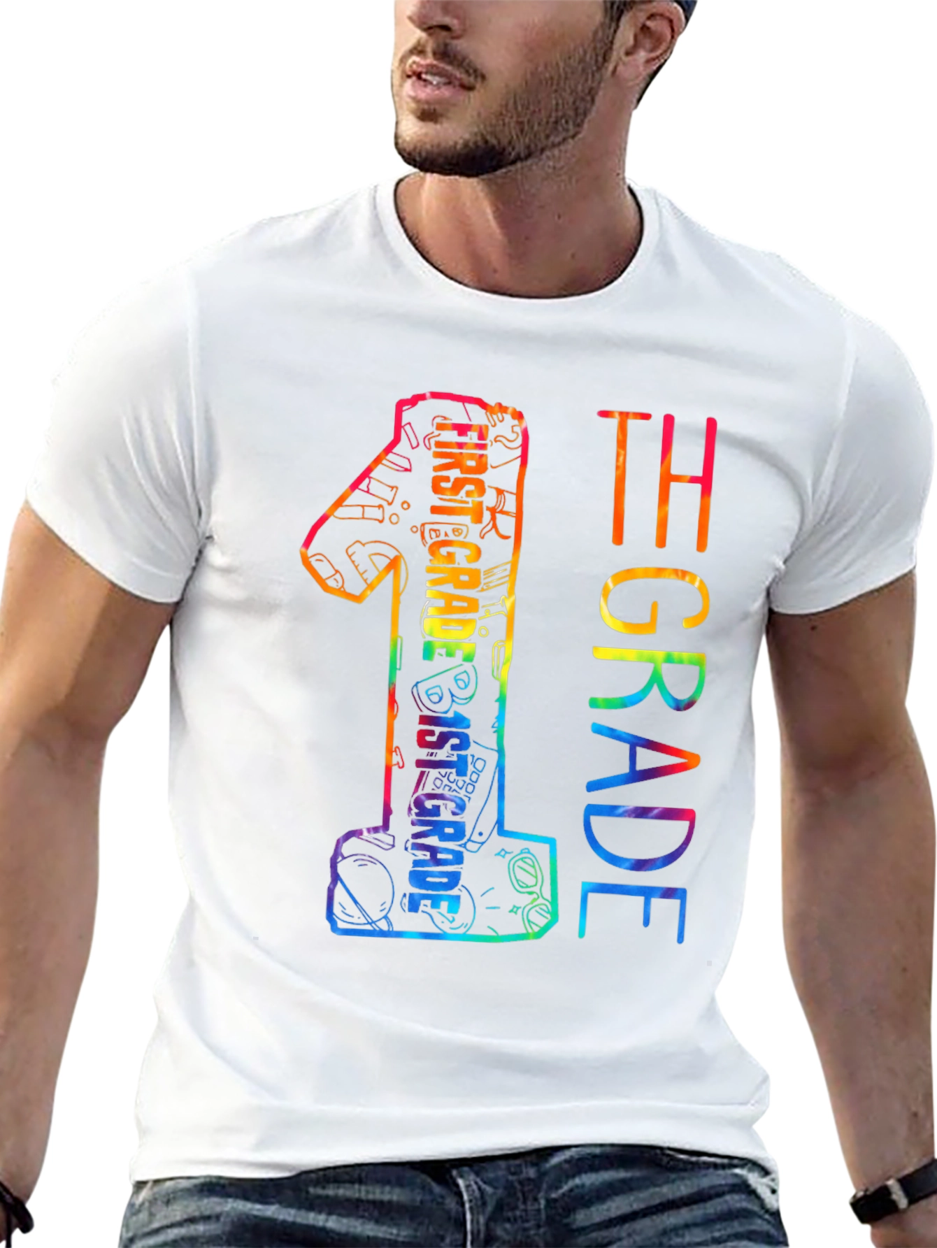 First Grade Rainbow Graphic Tee