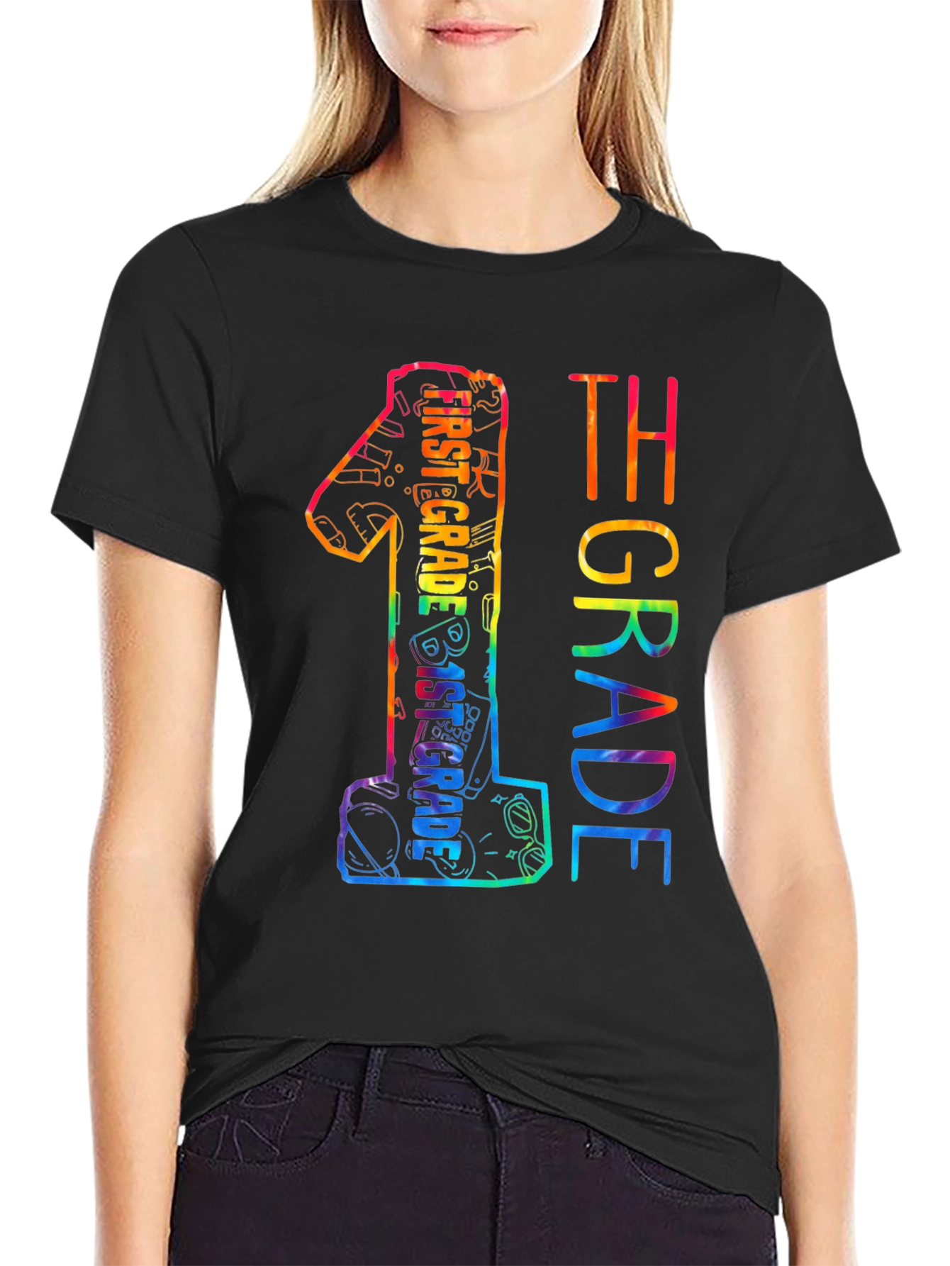 First Grade Rainbow Graphic Tee