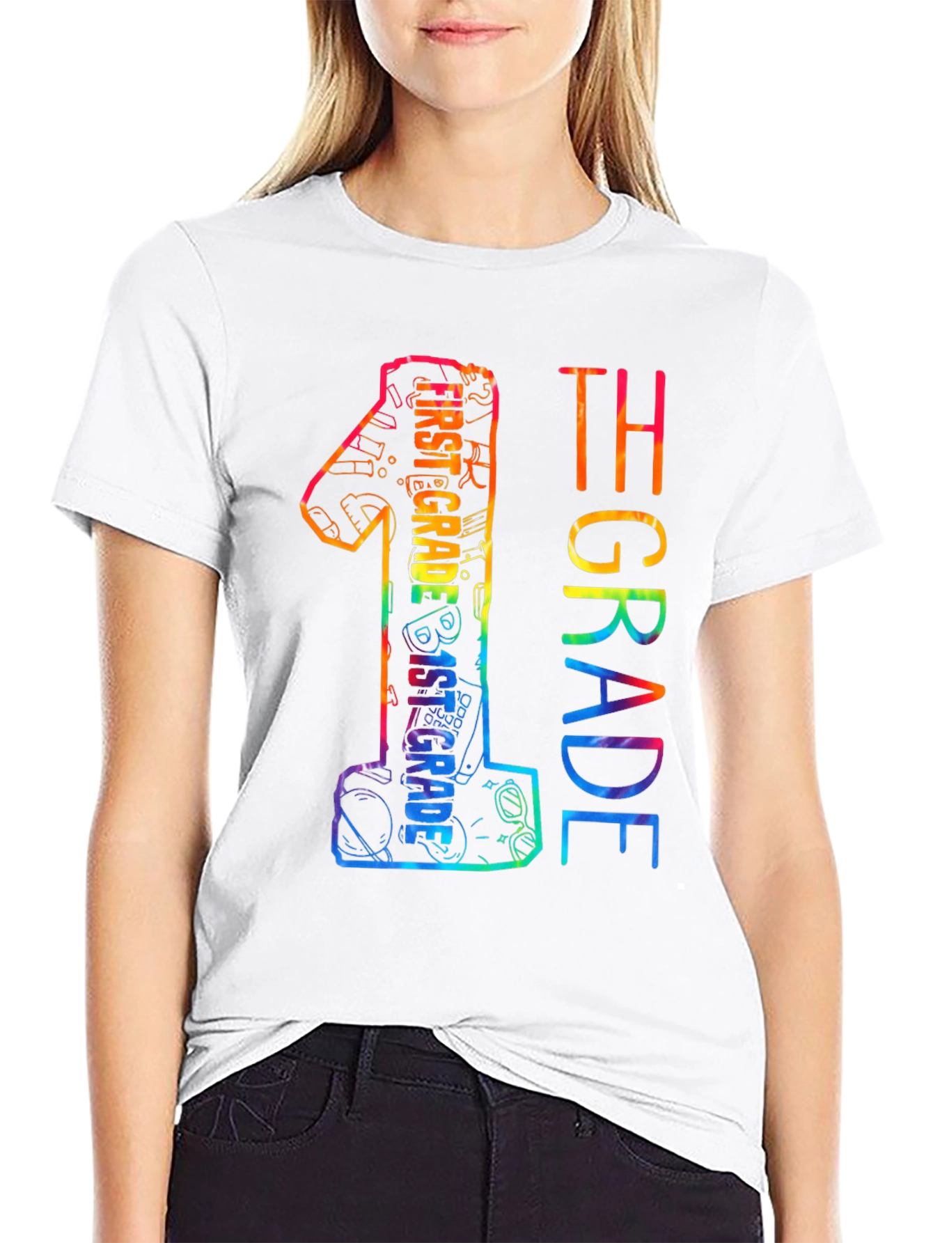 First Grade Rainbow Graphic Tee