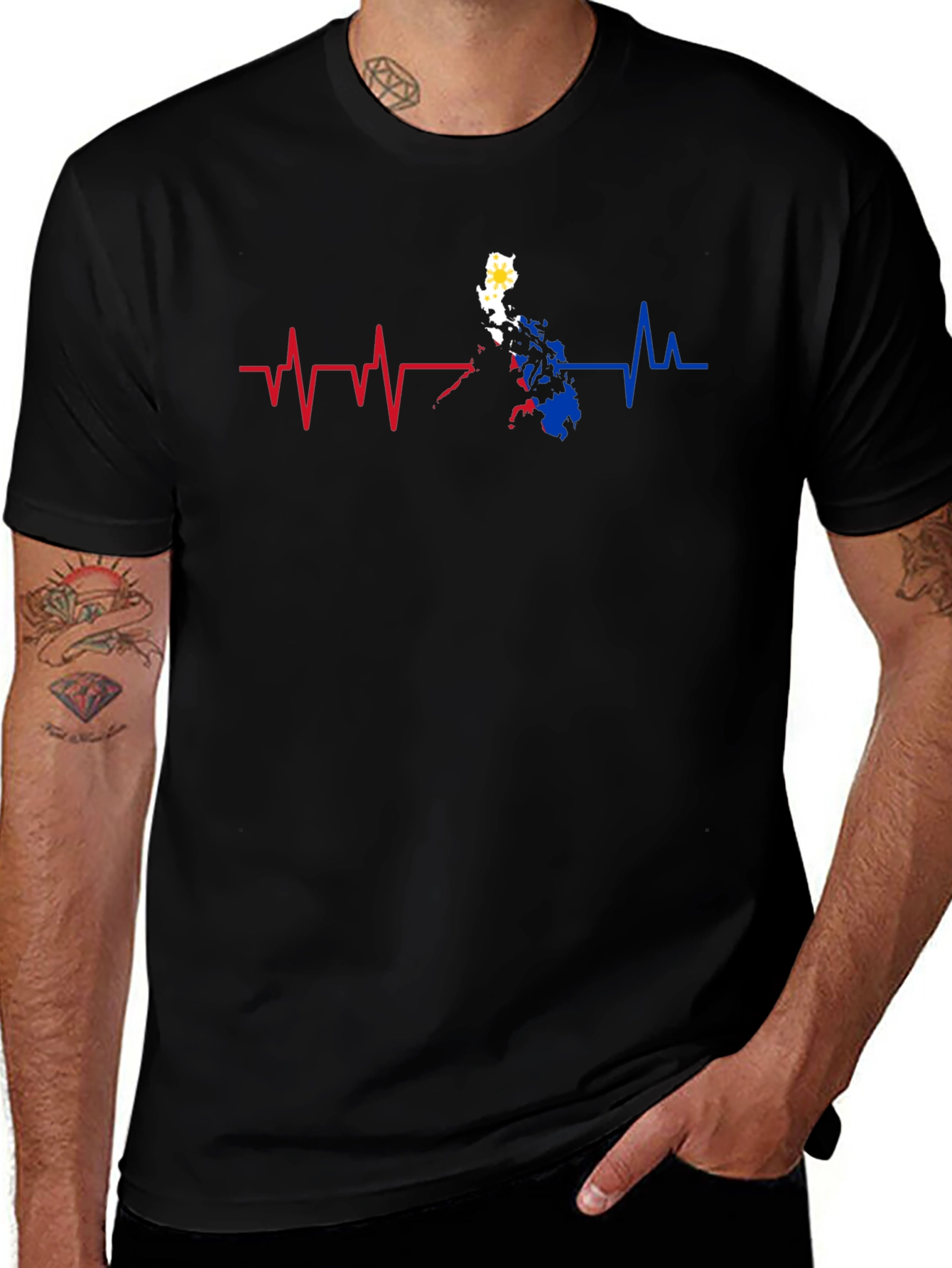 Philippines Heartbeat Black T-Shirt