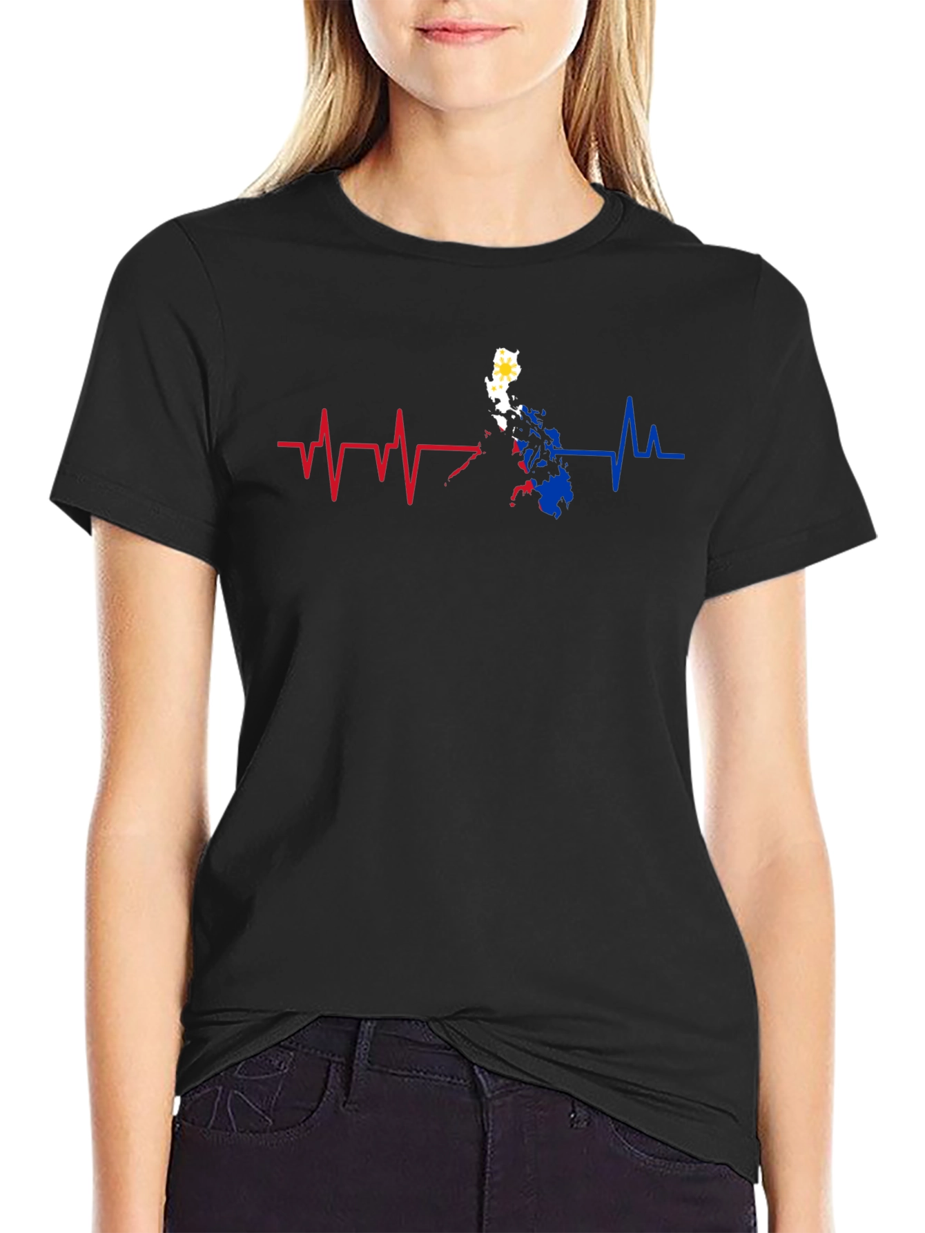 Philippines Heartbeat Black T-Shirt