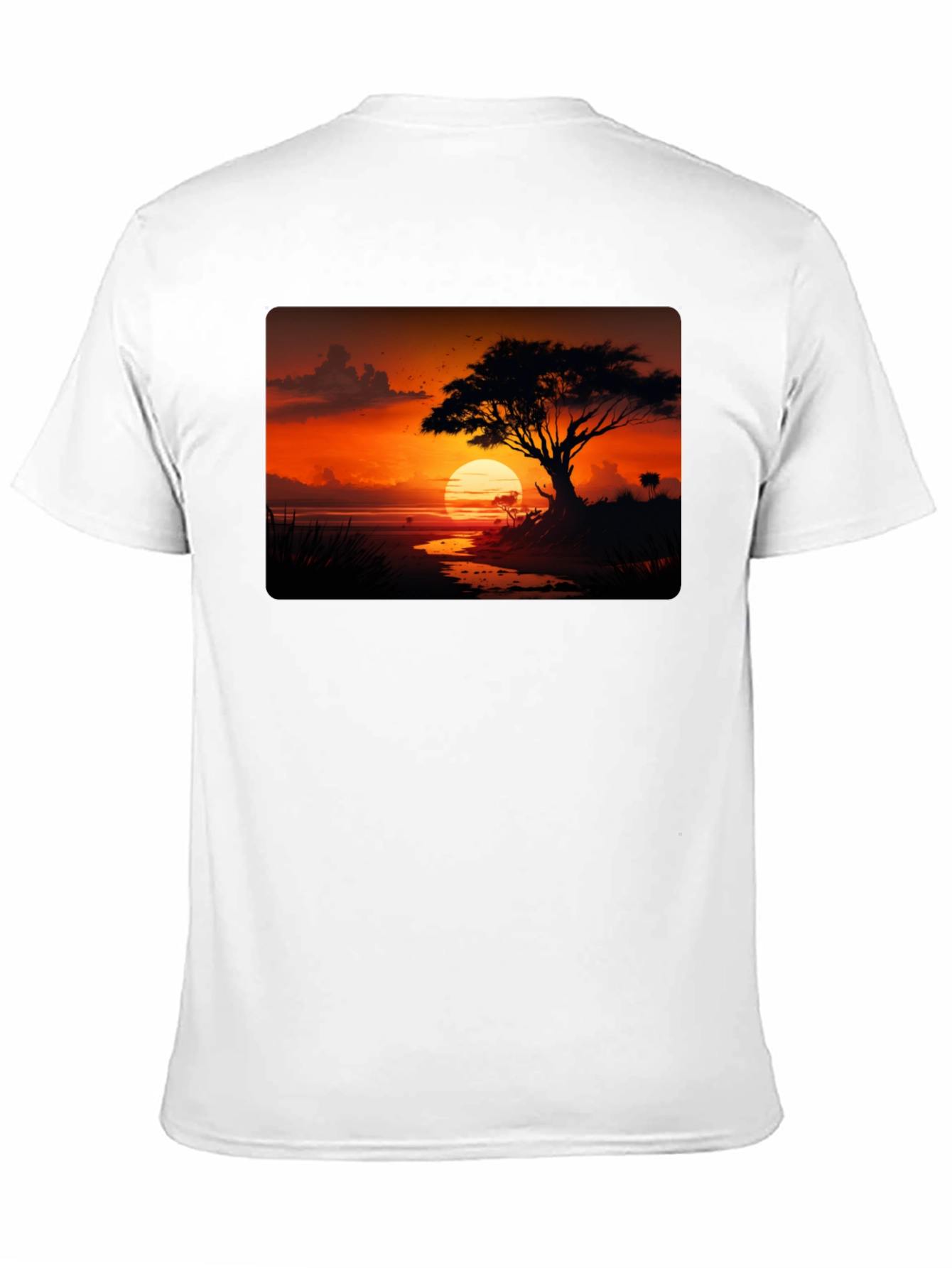 Sunset Tree Graphic Tee - Black Cotton Blend Shirt