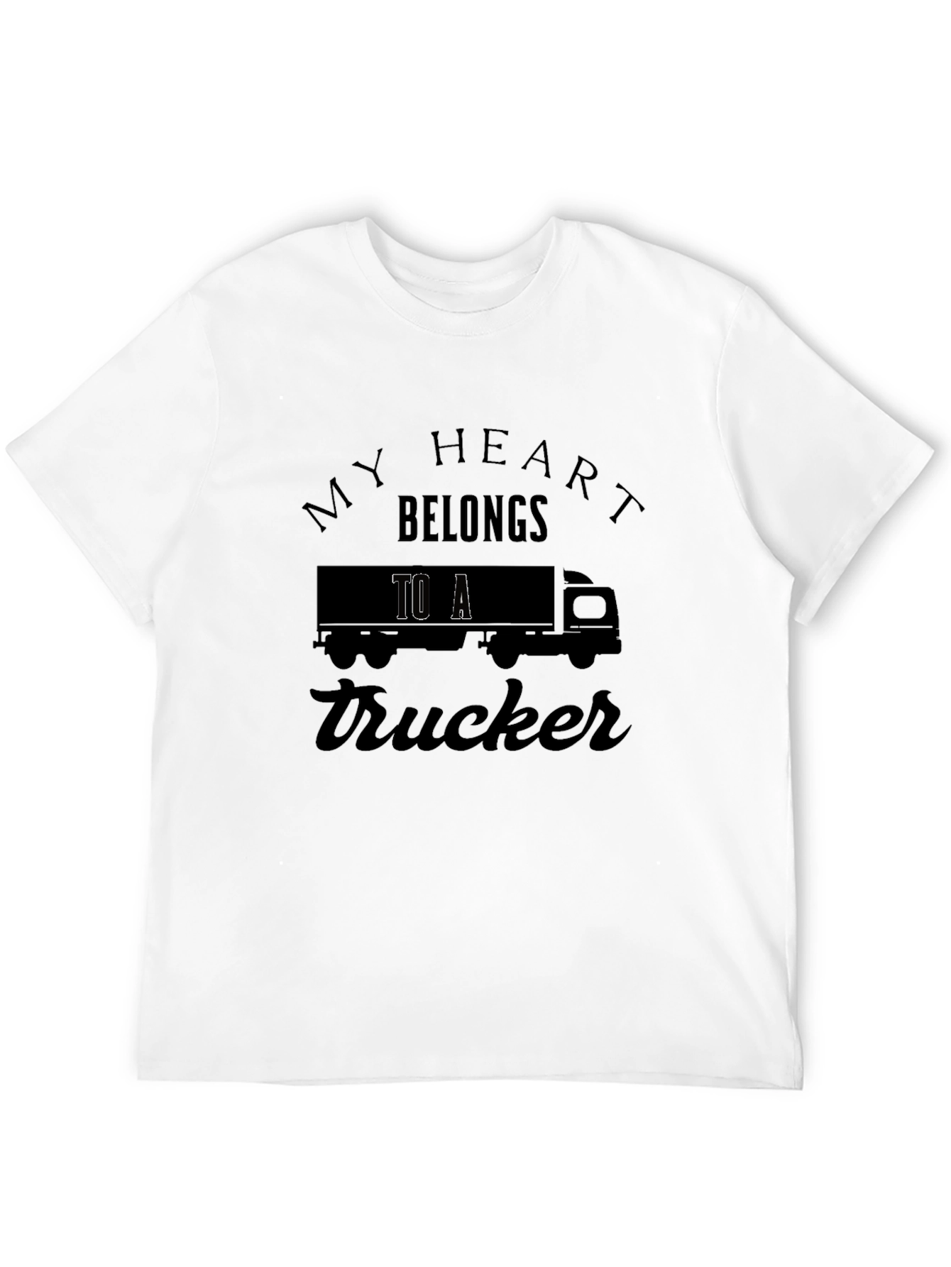 My Heart Belongs to a Trucker Black T-Shirt