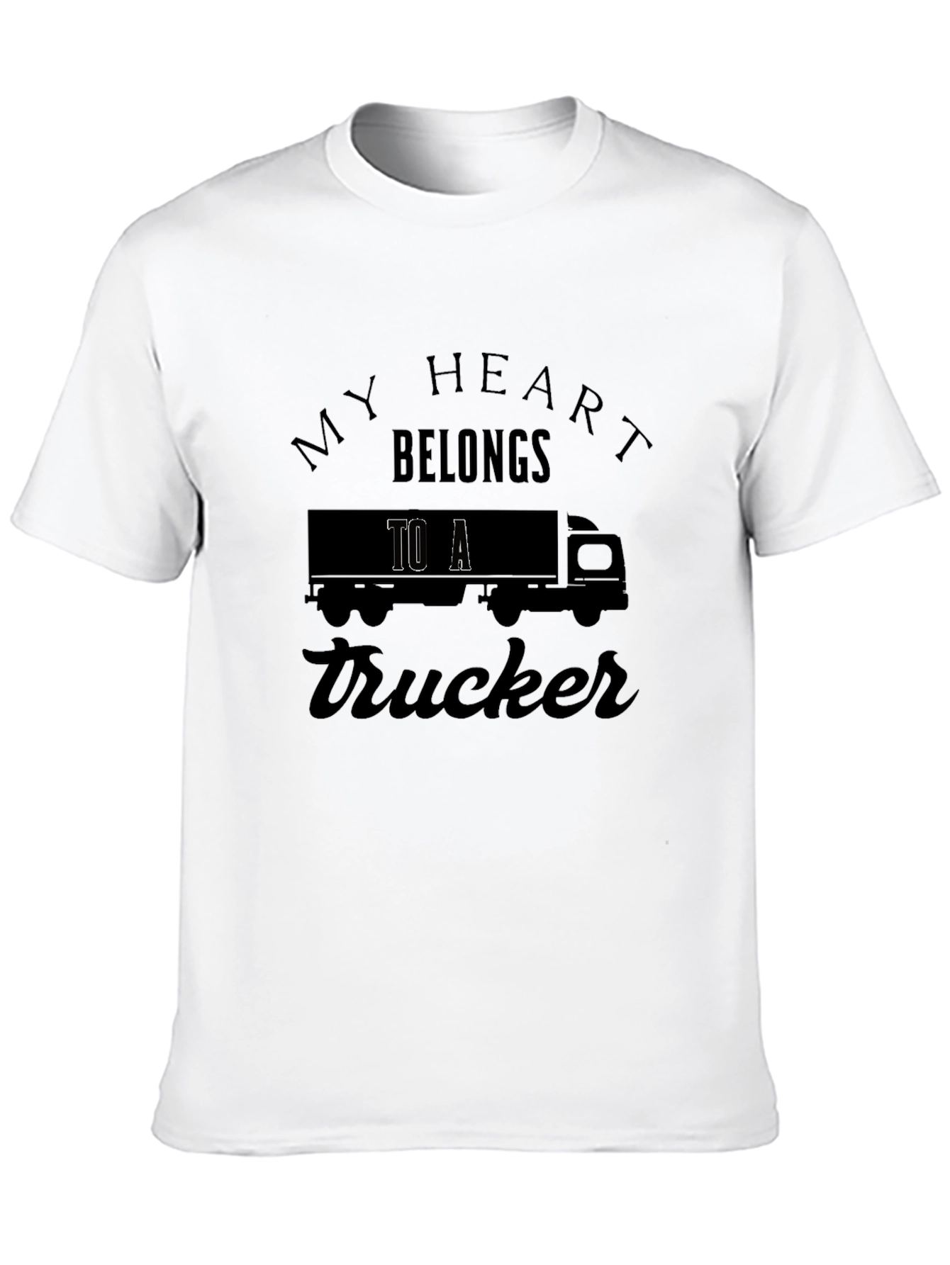 My Heart Belongs to a Trucker Black T-Shirt