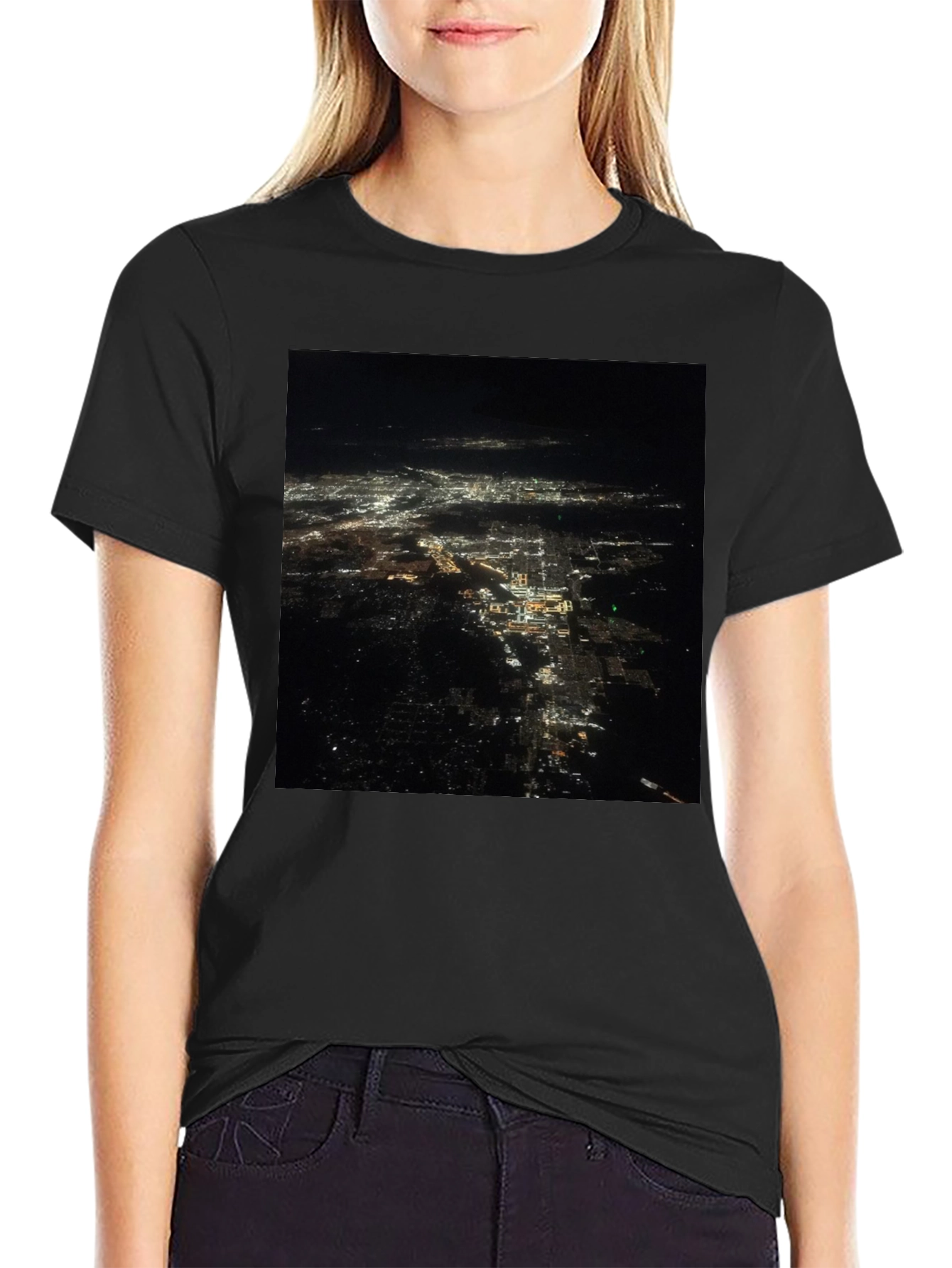 City Lights Print Black T-Shirt