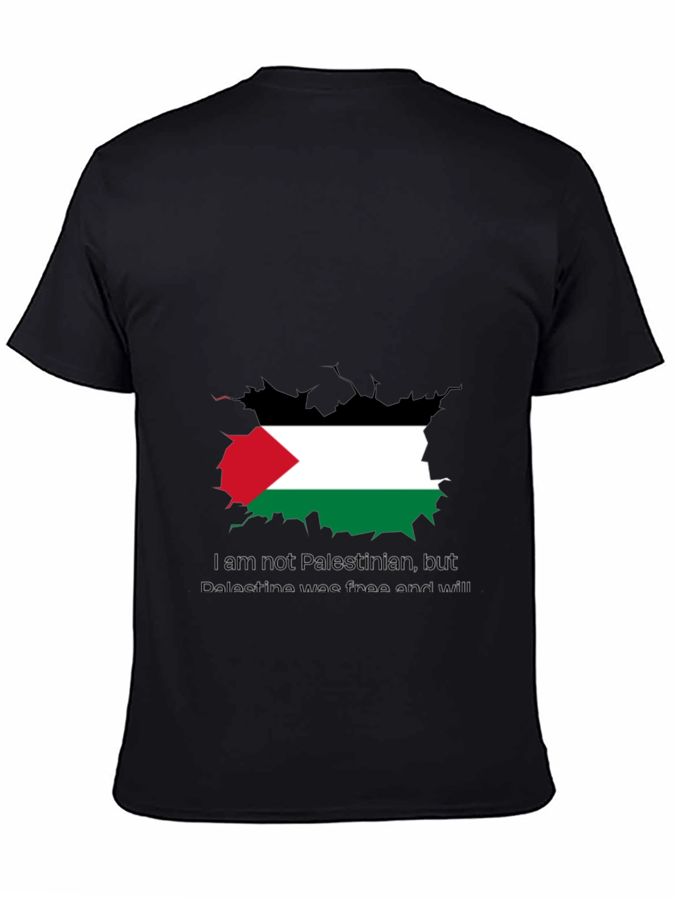 Palestine Free T-Shirt - Black Crew Neck